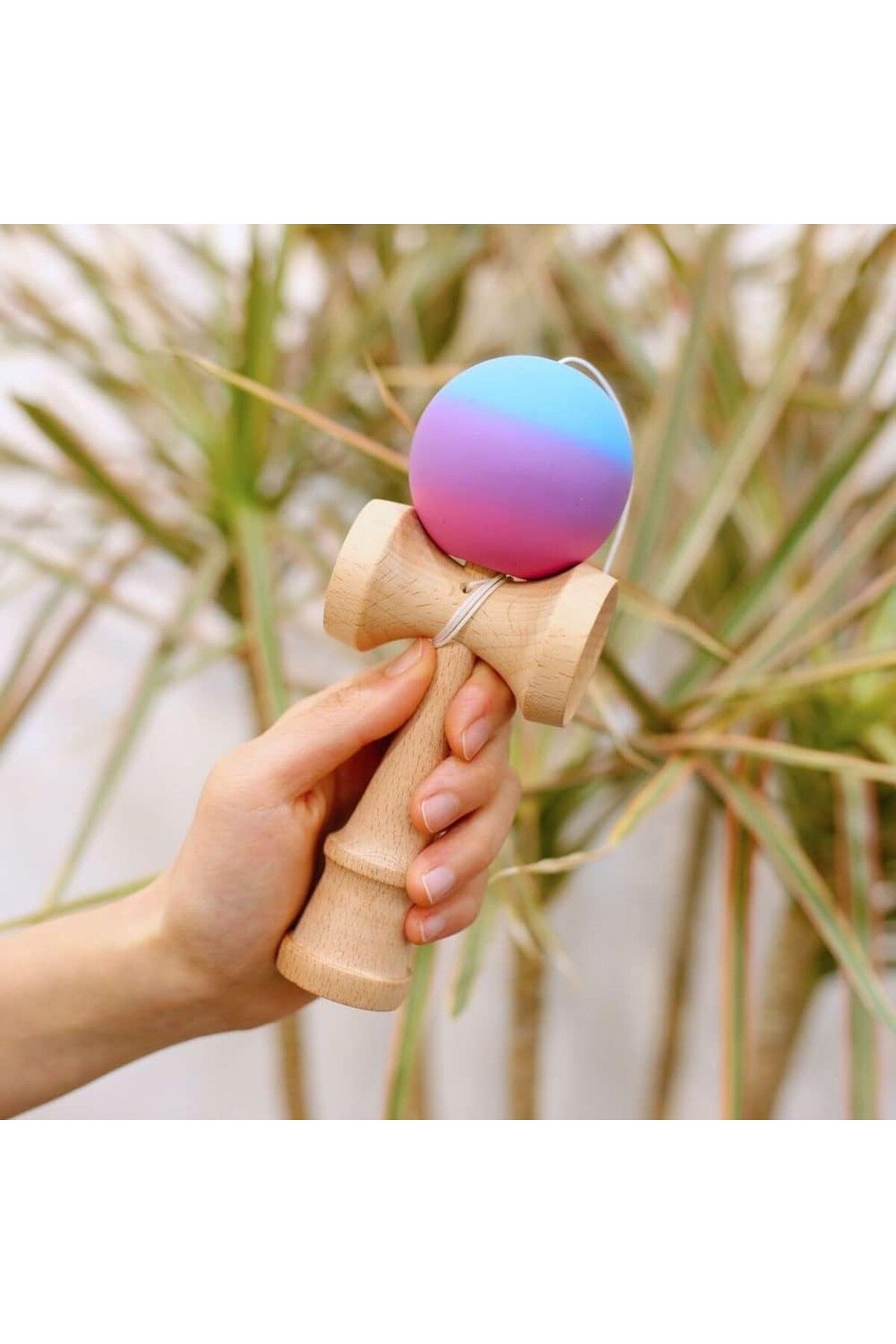 Flippy-Jucărie Kendama interactivă, Flippy, din lemn, 18 cm, gradient, roz/violet/albastru 5