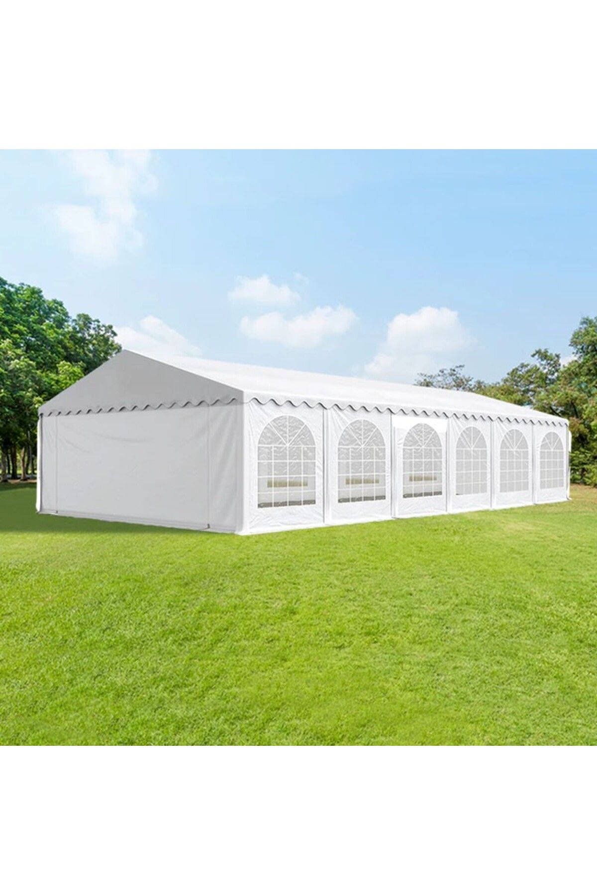 PROCART-Cort evenimente, pavilion 12x6x3,7 m, PVC ignifug, suprafață 72 mp, 12 ferestre 8