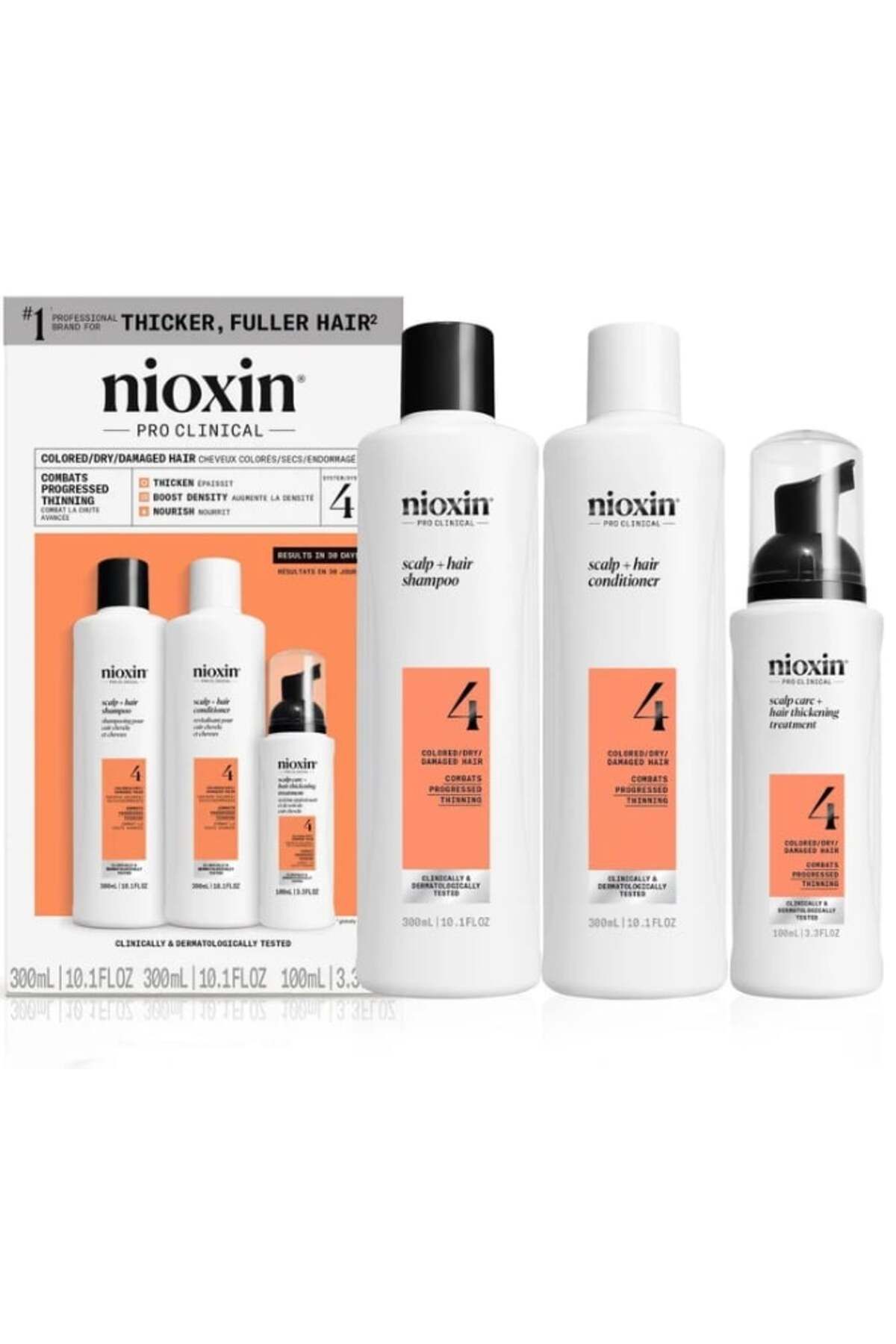 Nioxin-Set System 4 – Șampon 300ml + Balsam 300ml + Tratament pentru scalp 100ml pentru păr subțire și subțire 2