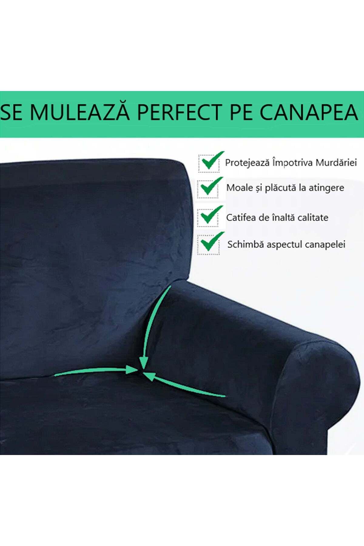 trendyhome-Set huse elastice din catifea, canapea cu 3 locuri + 2 fotolii, UNI, albastru, J11017 3