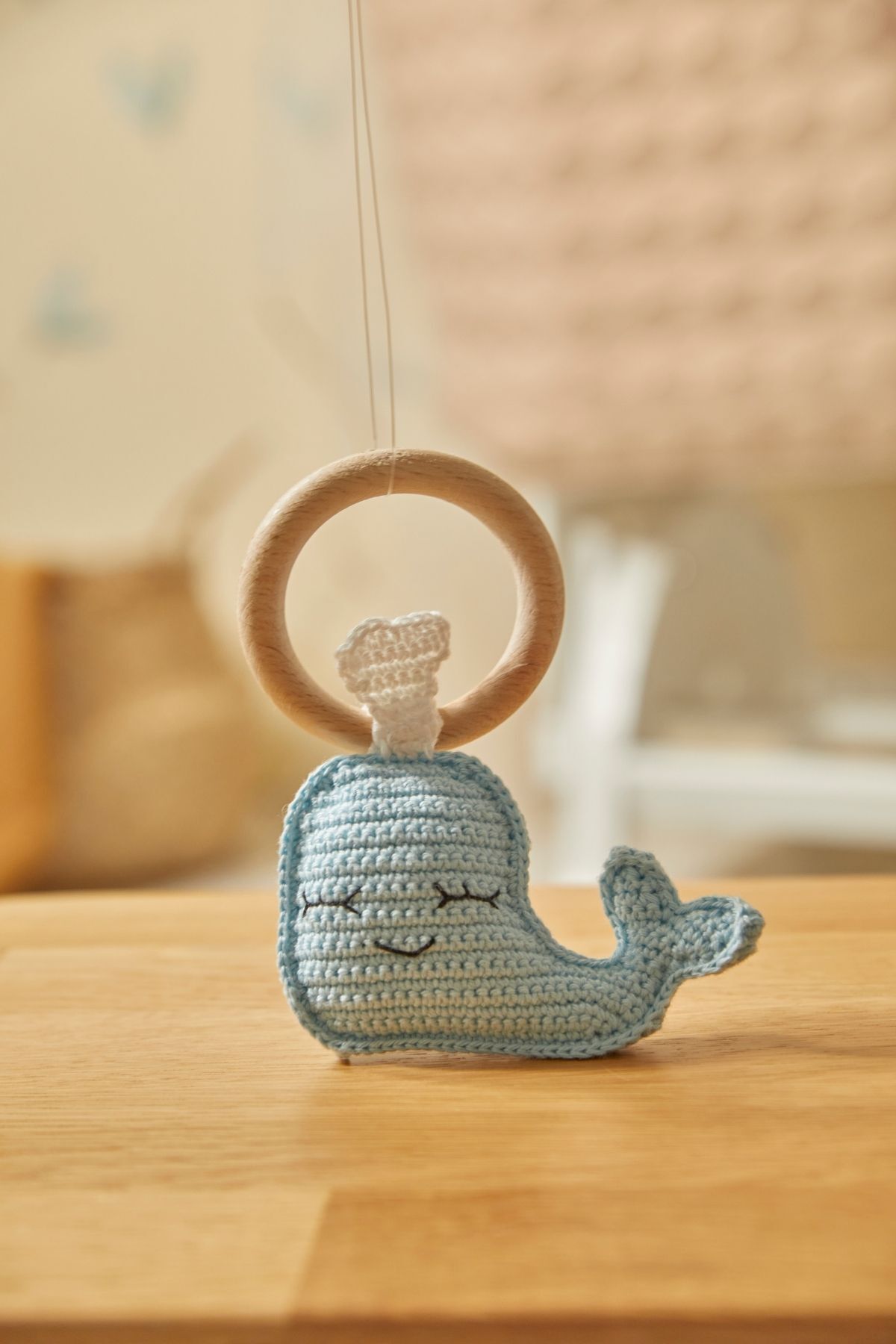 Doğal Bebek Örgü Amigurumi Diş Kaşıyıcı Yunus Mavi 9-12 Ay
