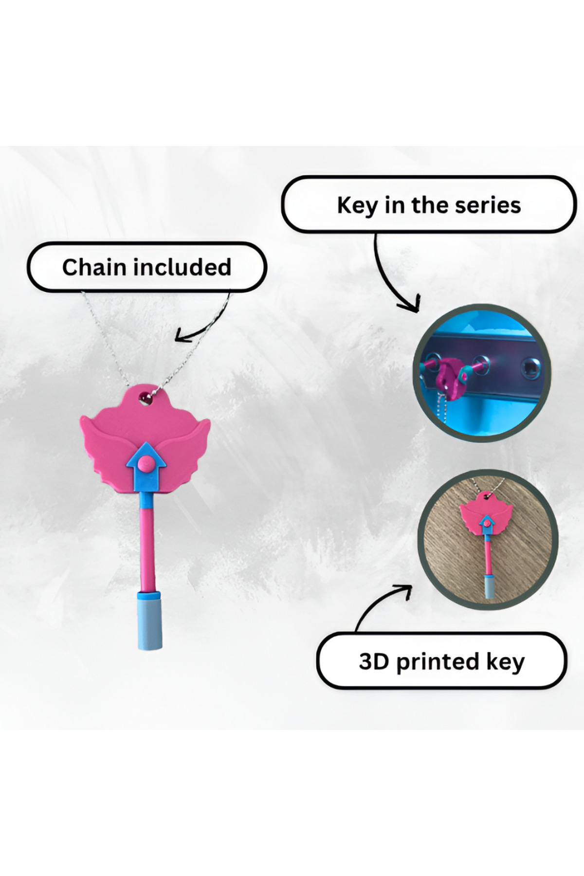 Lulu's Prints-Key chain set, Hide and Seek, circle, inspired by Squid Game 3, plastic, 3D printed 5