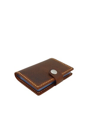CRONDER Hakiki Deri Erkek & Kadın Kartlık Cüzdan - Şeffaf Cepli - El yapımı
