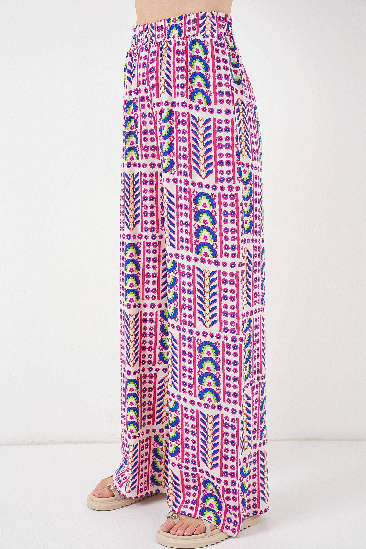 Bigdart-Women's Patterned Viscose Trousers 6749 - Fuchsia 2