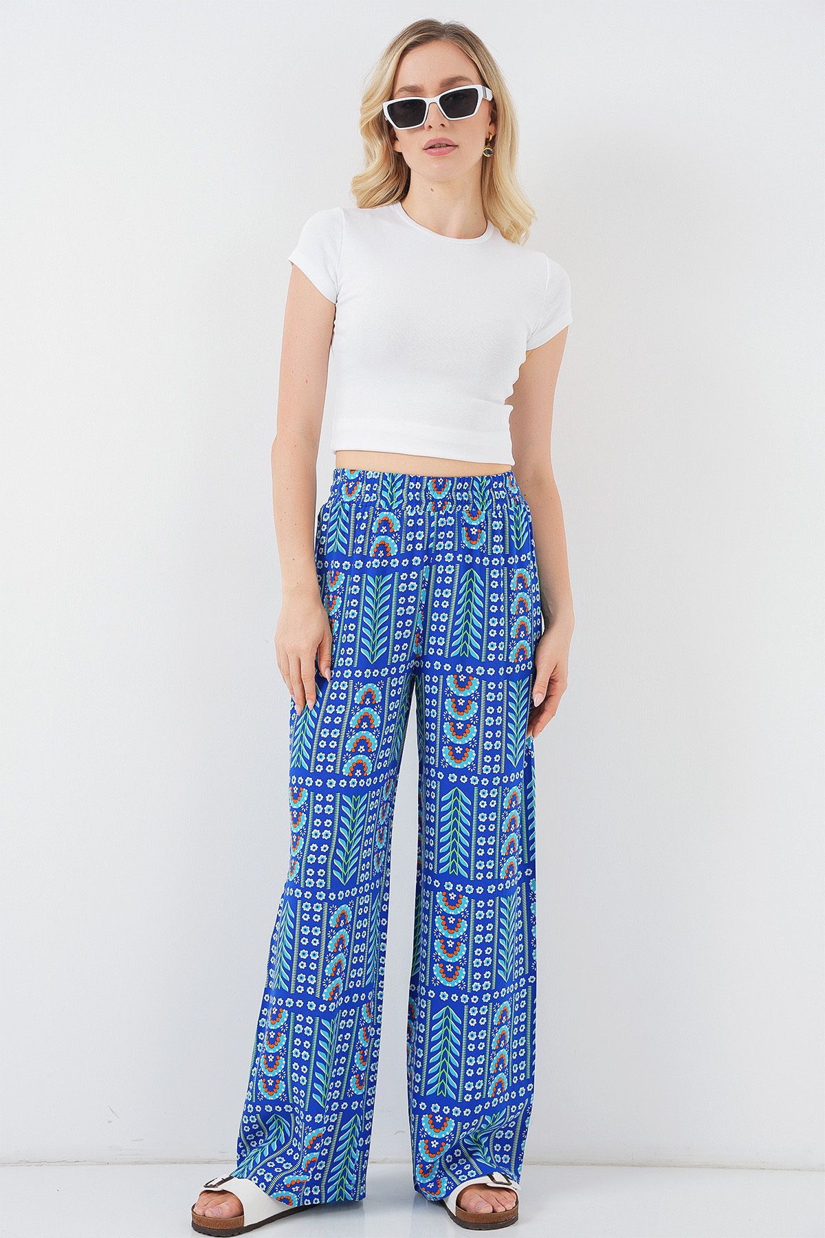 Bigdart-Women's Patterned Viscose Trousers 6749 - Saks 1