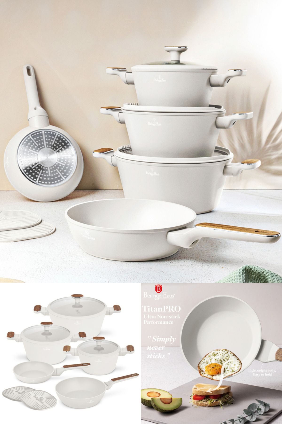 Berlinger Haus-10 Pcs Titanium Cookware Set Nonstick Sahara Nordic Collection Turboinduction All Stoves New 1