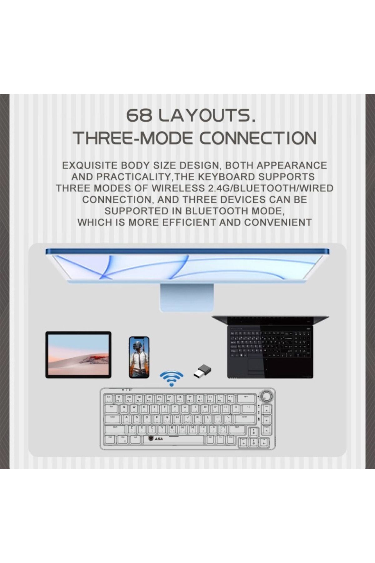 ASA-AL3B Score Wireless Gaming Keyboard with Simplified Sound Mixer and RGB Lighting 4