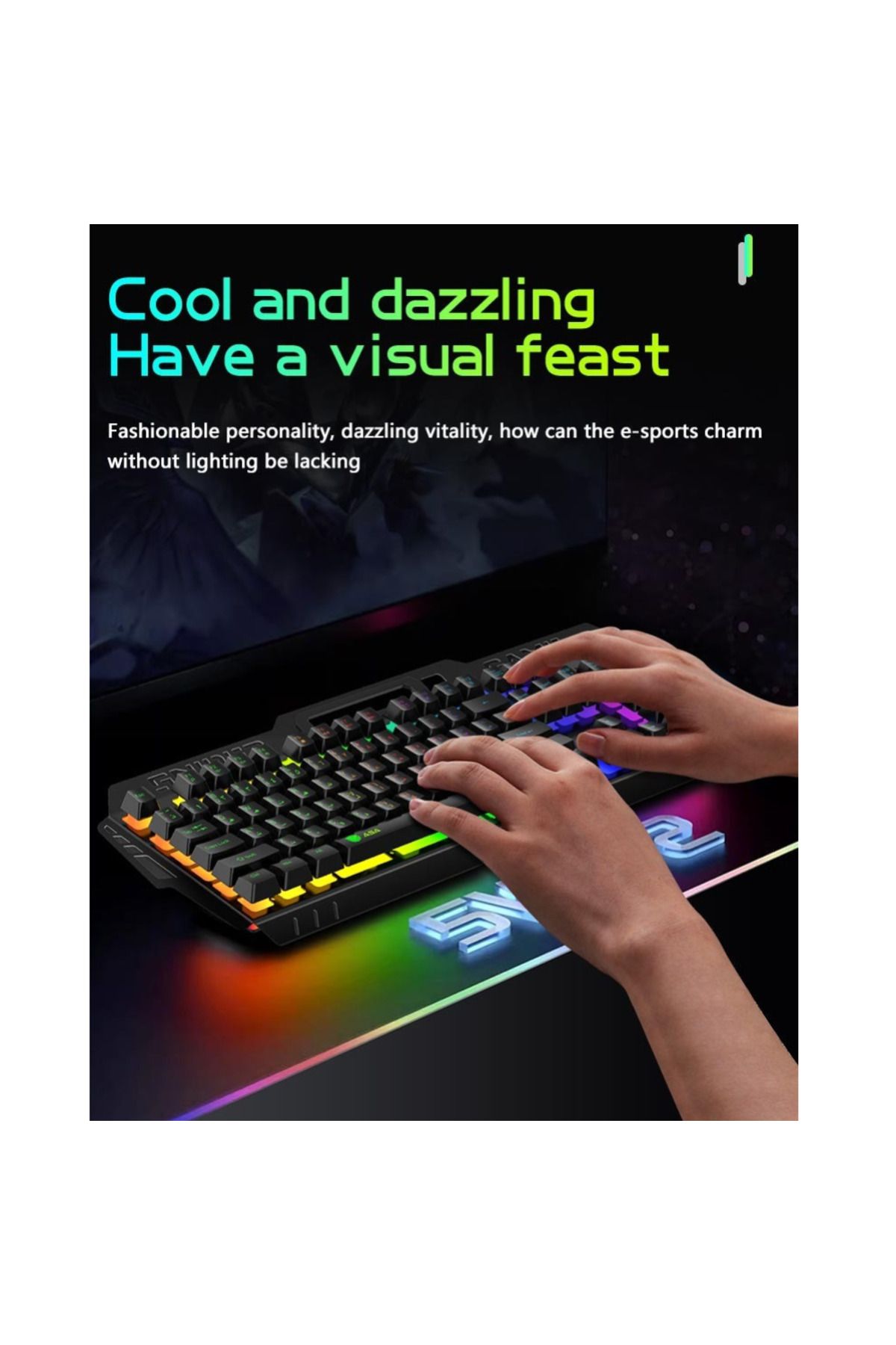 ASA-كيبورد ايرون قيمنق ميكانيكي سلكي مع ماوس .104 مفتاح كيبورد سريع لاستجابه Keyboard mechanic منAL3B 7