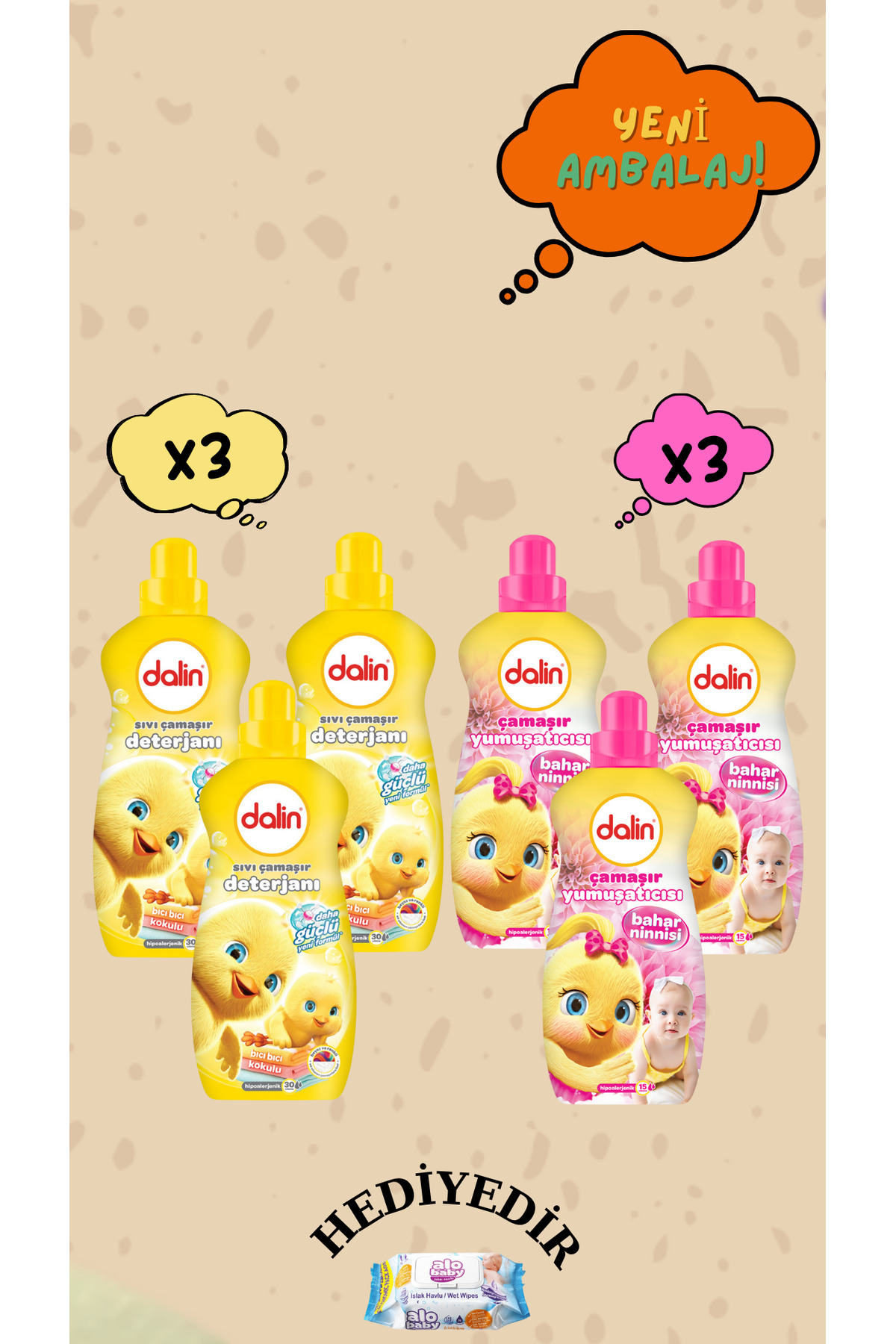 Dalin Çamaşır Deterjanı 1500 ml Konsantre Yumuşatıcı 1200 ml Bahar Ninnisi