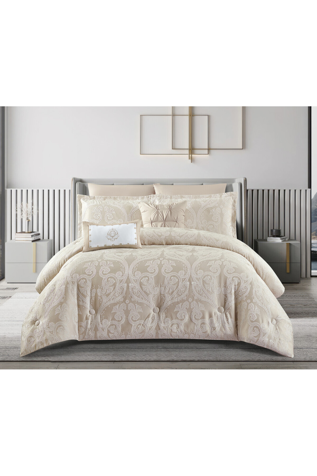 طقم لحاف من هورس مفرد مقاس 160سم 4قطع جاكار Jonathan-04