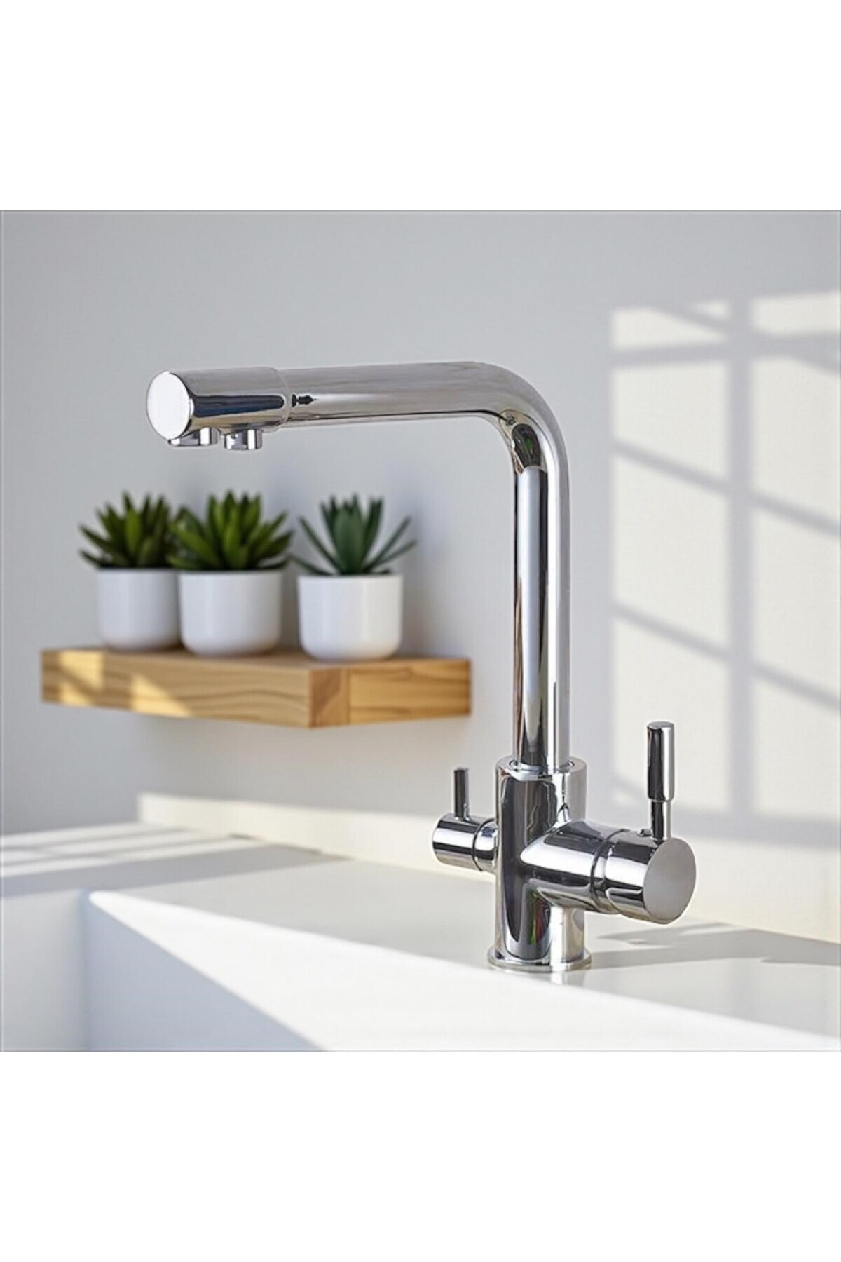 Viosa Arıtma Çıkışlı 3 Yollu Musluk Mutfak Eviye Bataryası