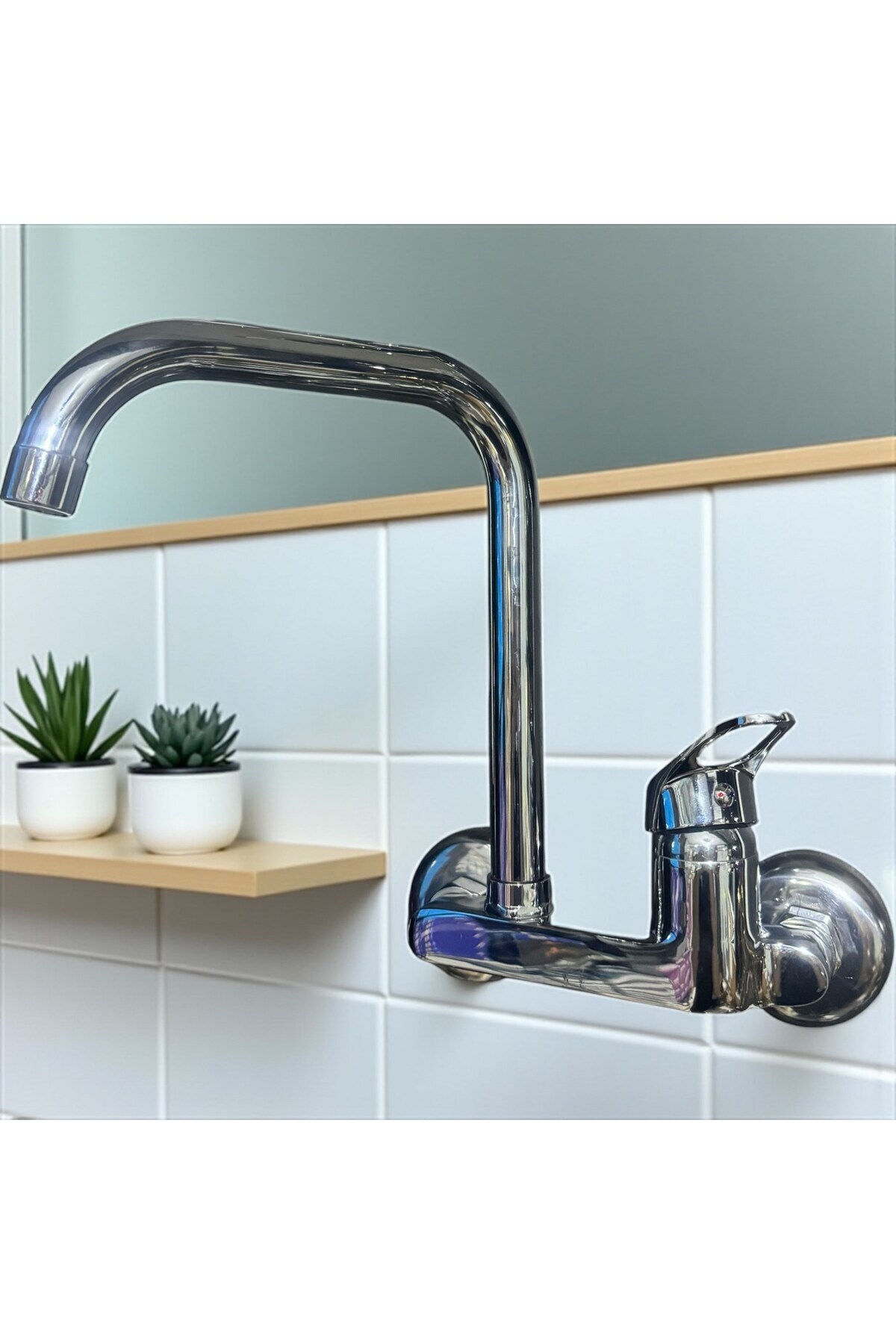 Viosa Krom Kare Delta Mix Duvardan Delta Borulu Mutfak Evye Aplike Bataryası