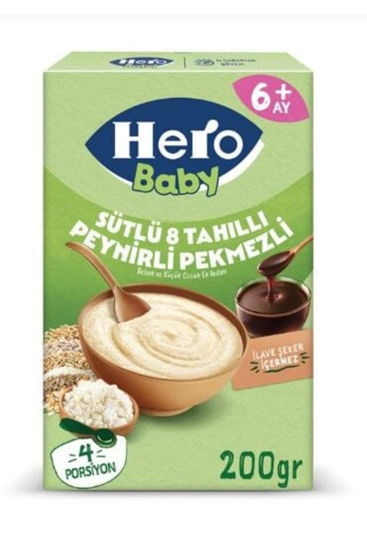 Hero Baby Sütlü 8 Tahıllı Peynirli Pekmezli Kaşık Mama 200 Gr