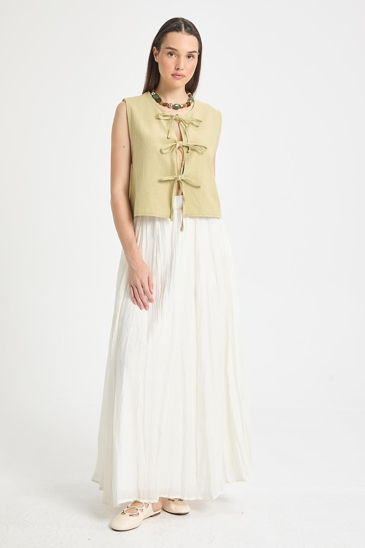 minaaise  Ekru Baie Modal Kraşlı Etek 29290