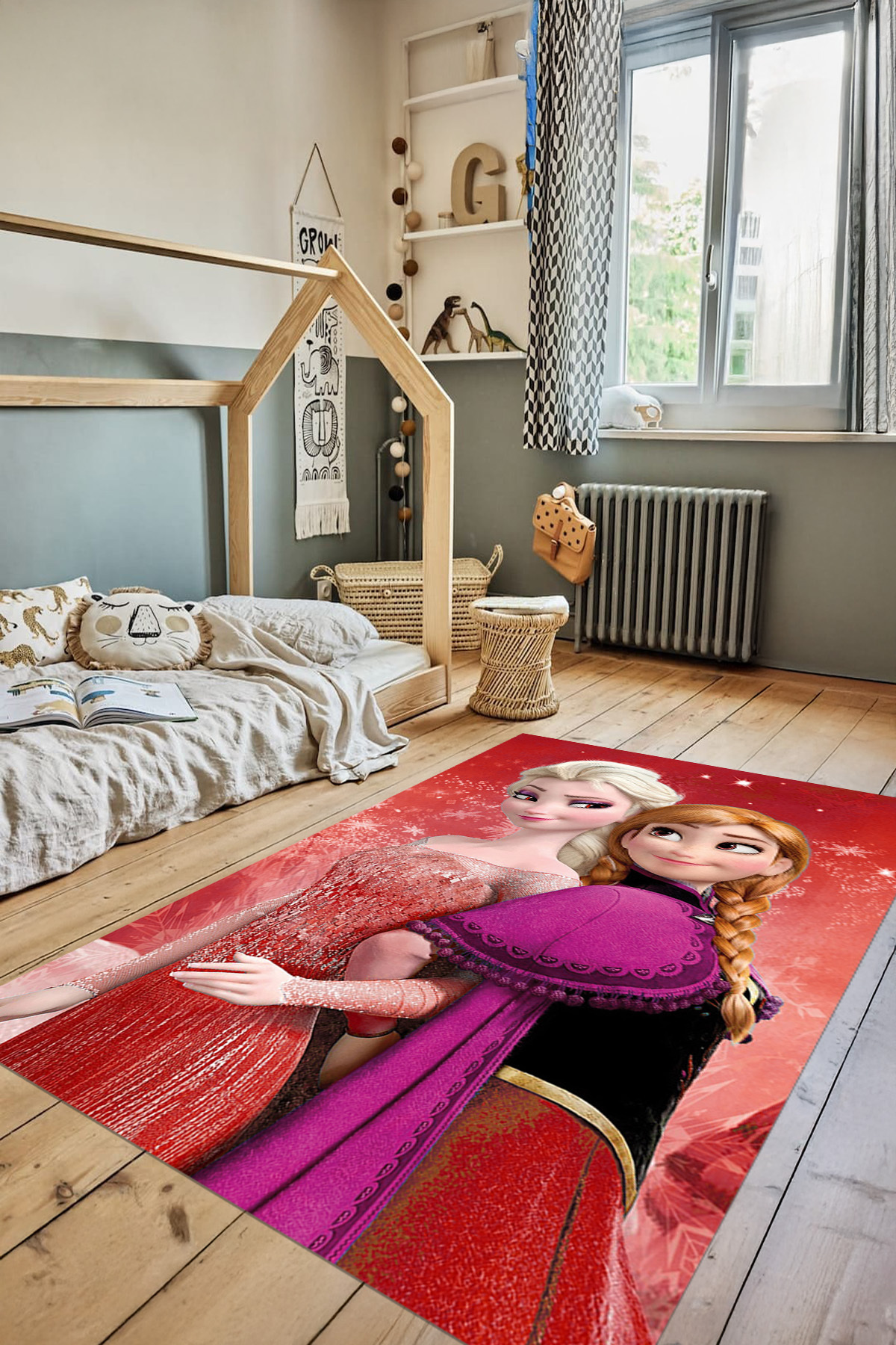 Decorative Printed Washable and Non-Slip Snow Themed Carpet for Girls, B,CHILDREN, 116,RED