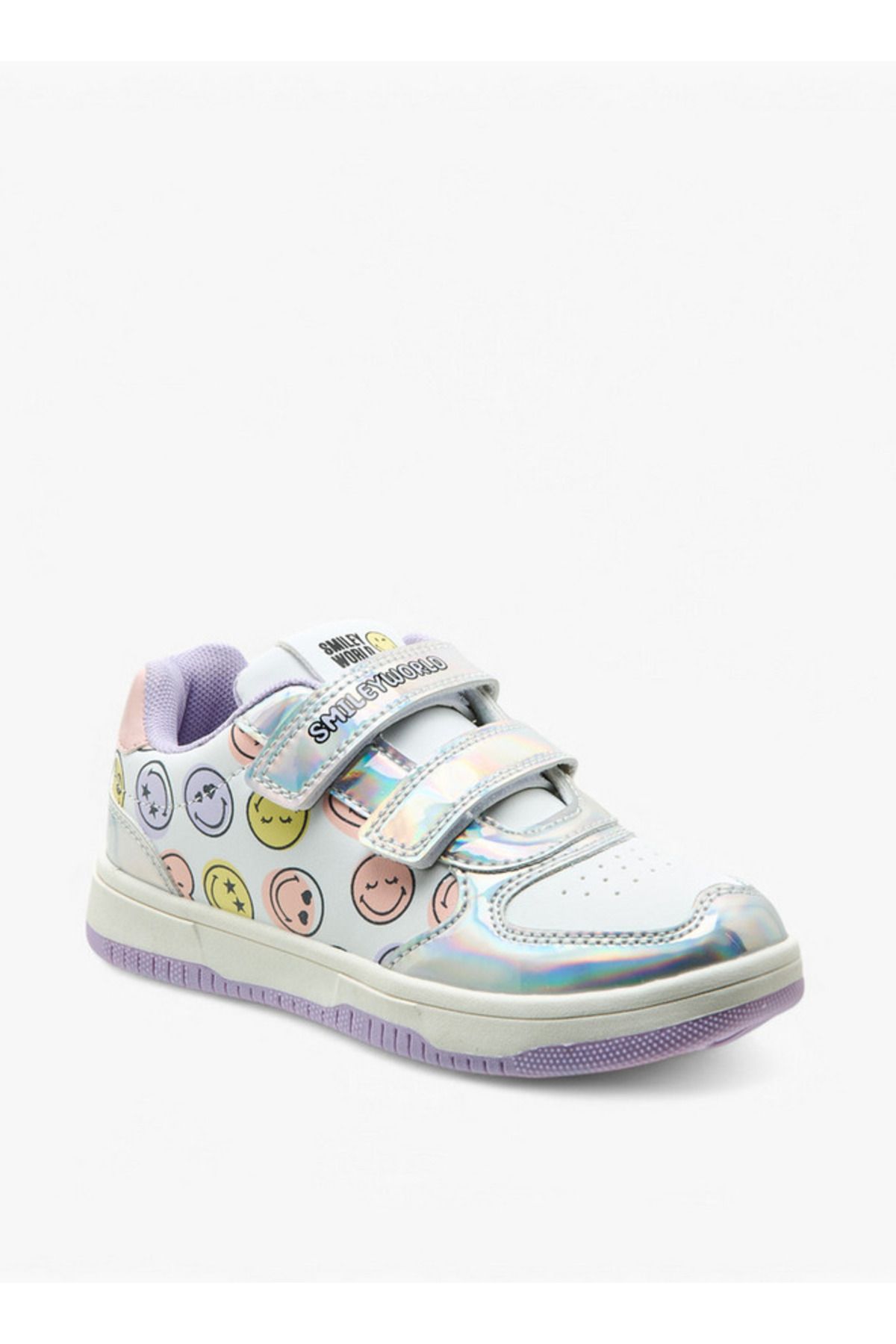 SMILEY-SmileyWorld Logo Print Sneakers with Hook and Loop Closure 2