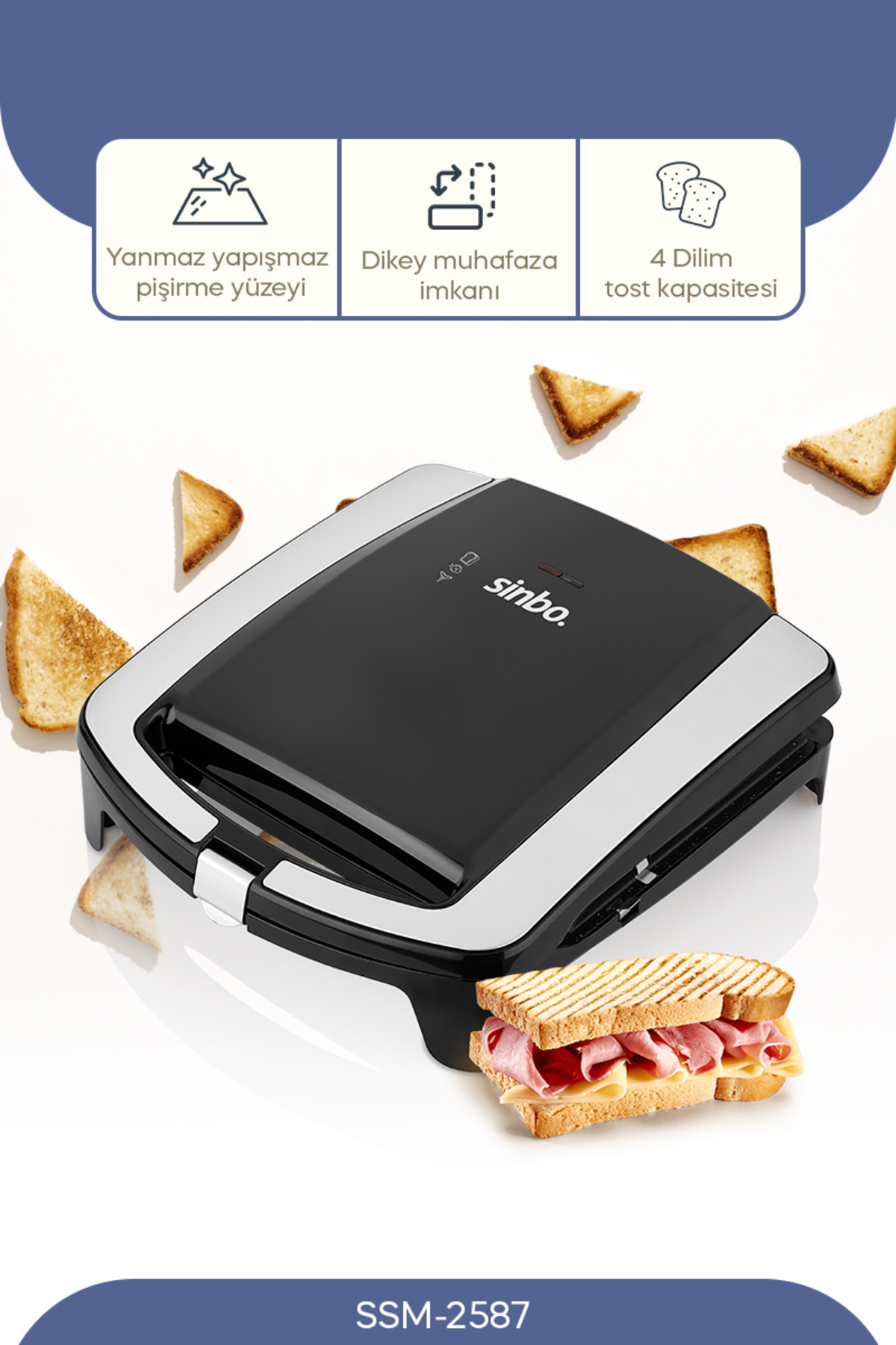 Sinbo SSM-2587 2 Dilim Mini Tost Makinesi