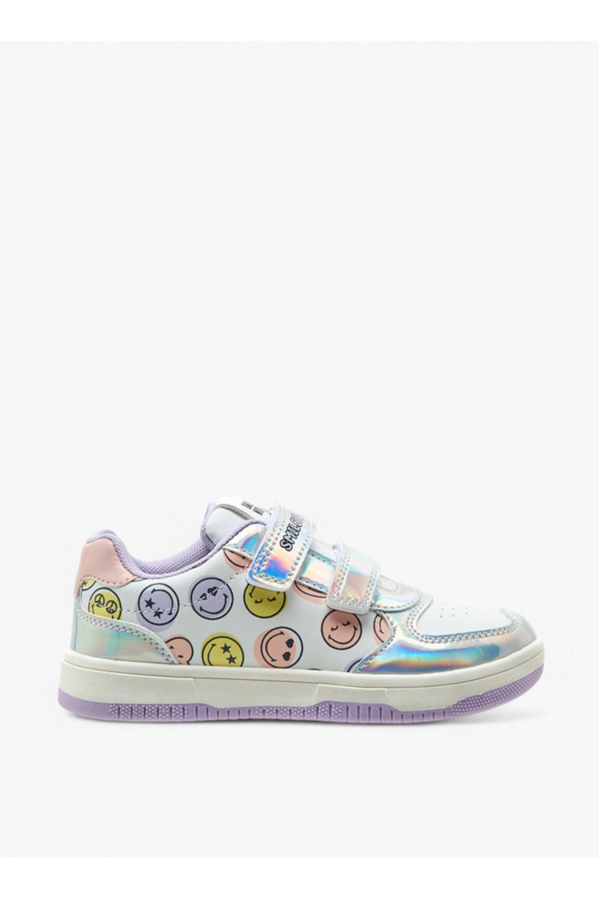 SMILEY-SmileyWorld Logo Print Sneakers with Hook and Loop Closure 3
