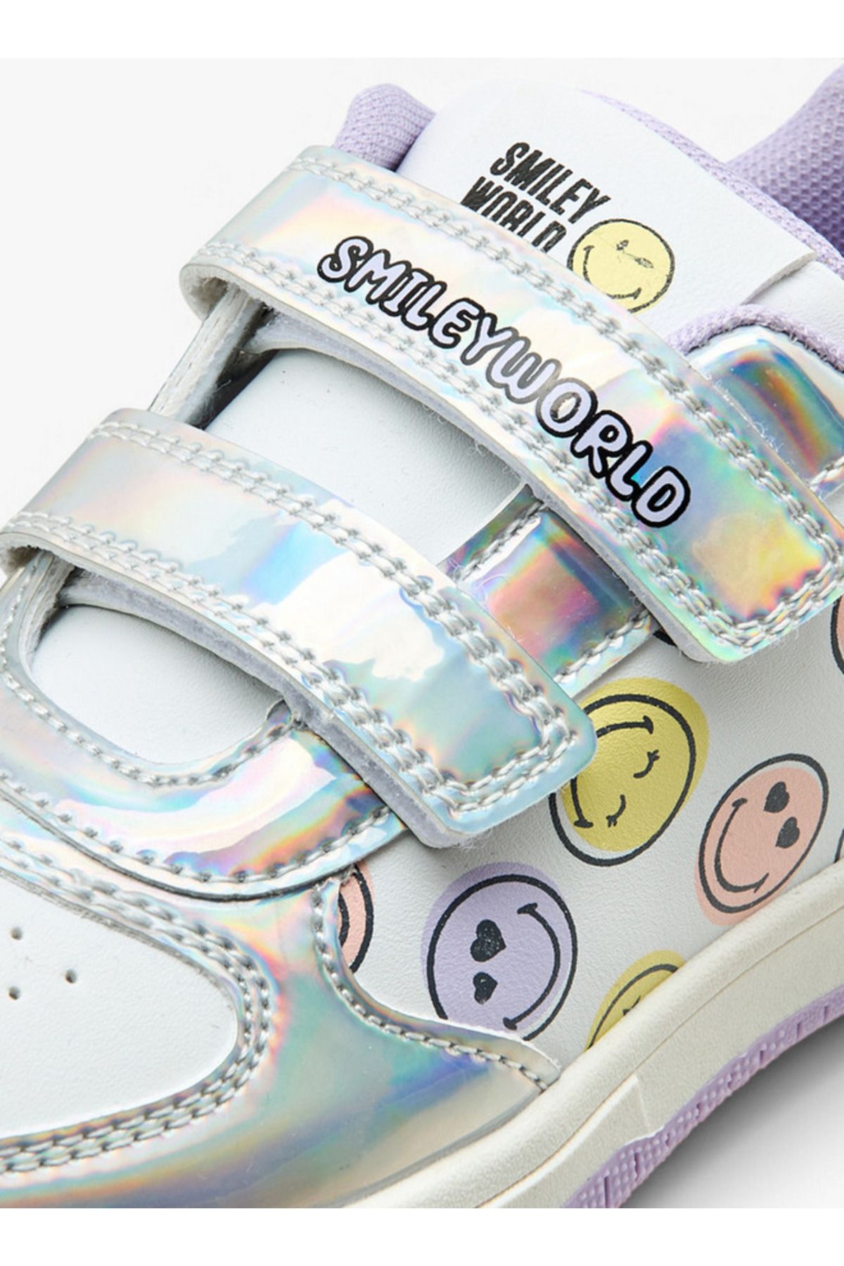 SMILEY-SmileyWorld Logo Print Sneakers with Hook and Loop Closure 4