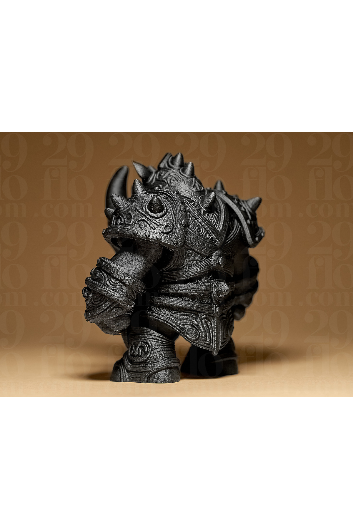 12 cm Boyutunda 3D Baskı Gergedan Savaşçı Figürü - Masaüstü Dekor