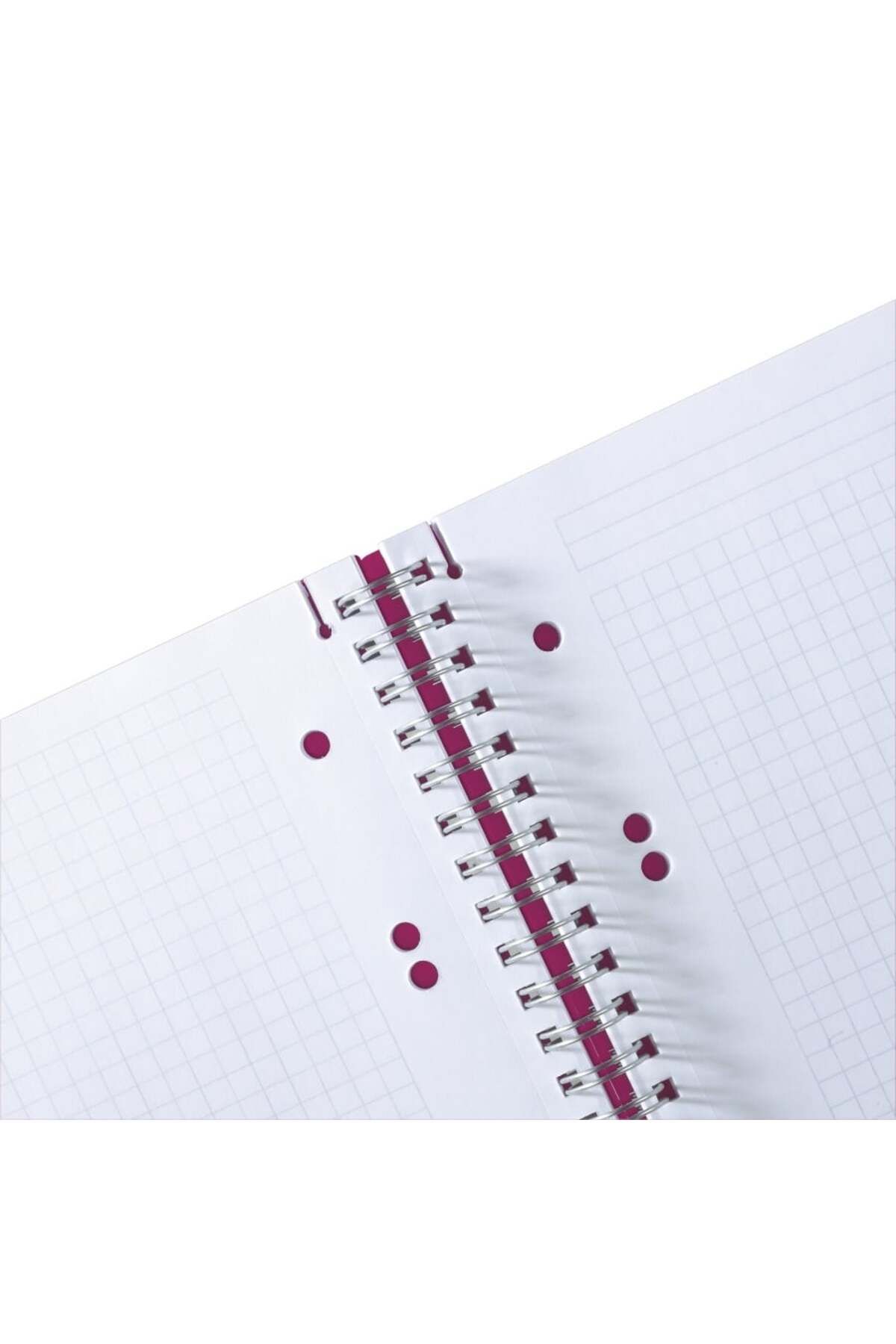 Herlitz-Caiet spiralat EOTG A5, culoare fuchsia, material PP, 80 de coli, format grilă, bandă elastică 3
