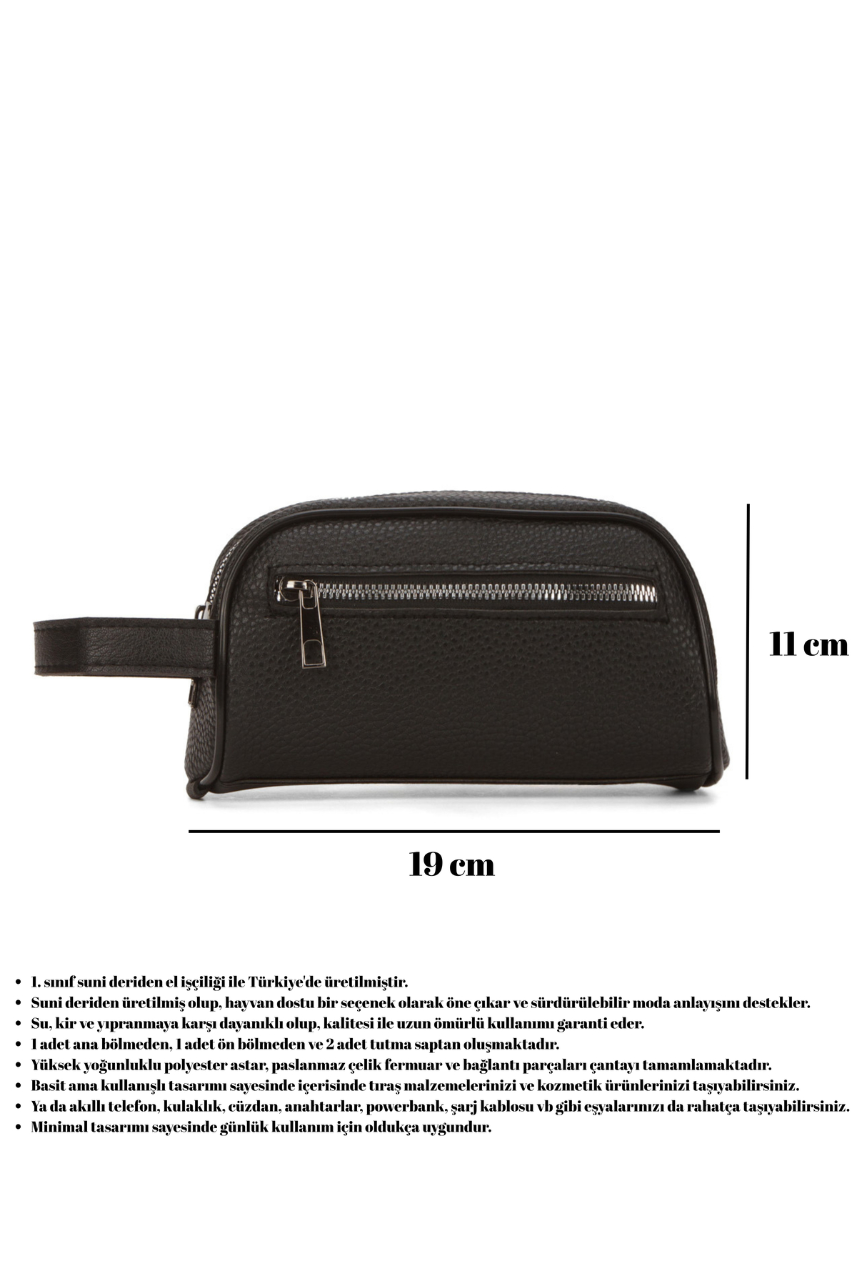 CERFF LEATHER CLUP Unısex Suya Dayanıklı Mini Tıraş & Kozmetik Portföy & Clutch El Çantası görsel 2