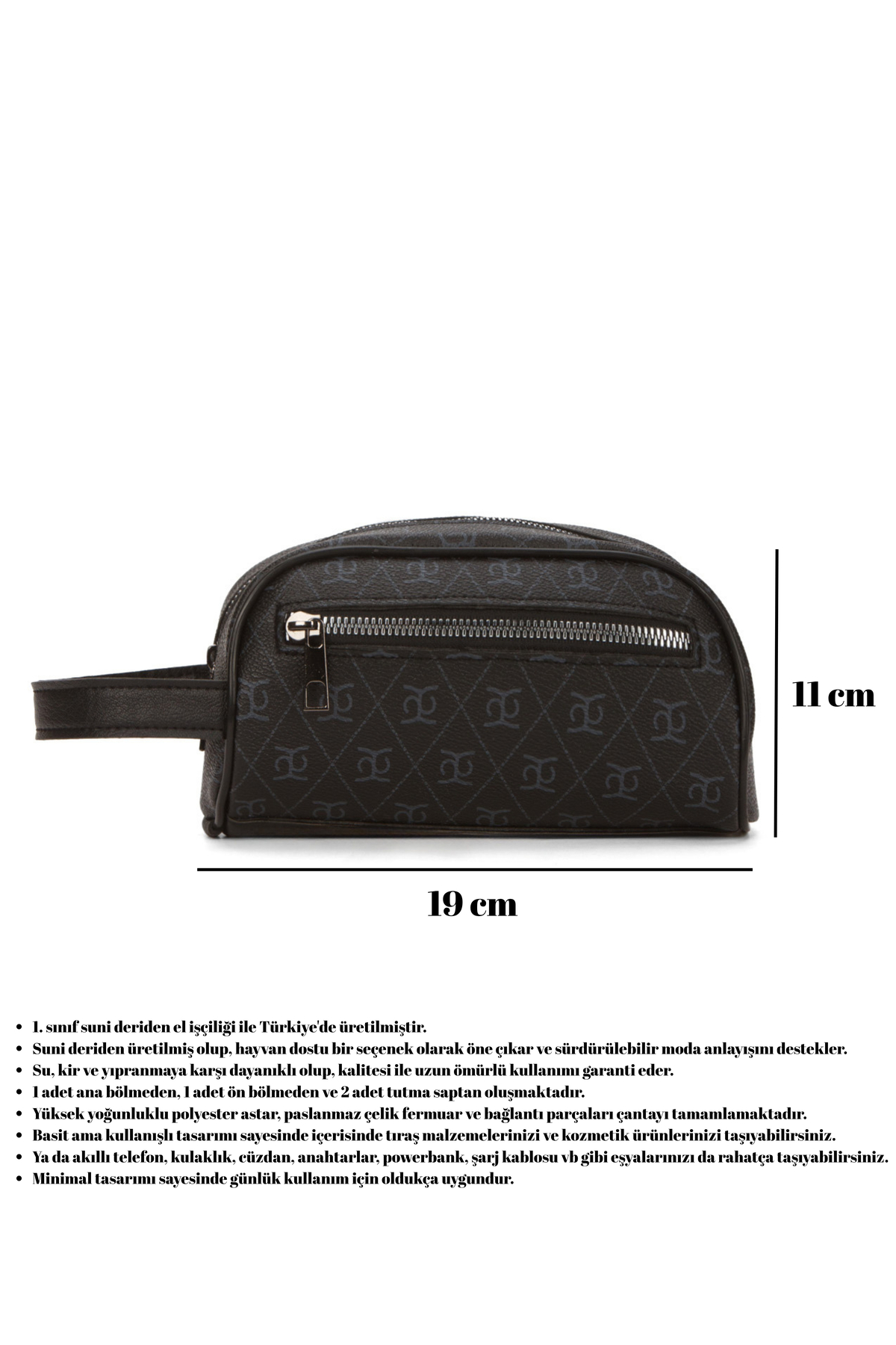 CERFF LEATHER CLUP Unısex Suya Dayanıklı Mini Tıraş & Kozmetik Portföy & Clutch El Çantası görsel 2