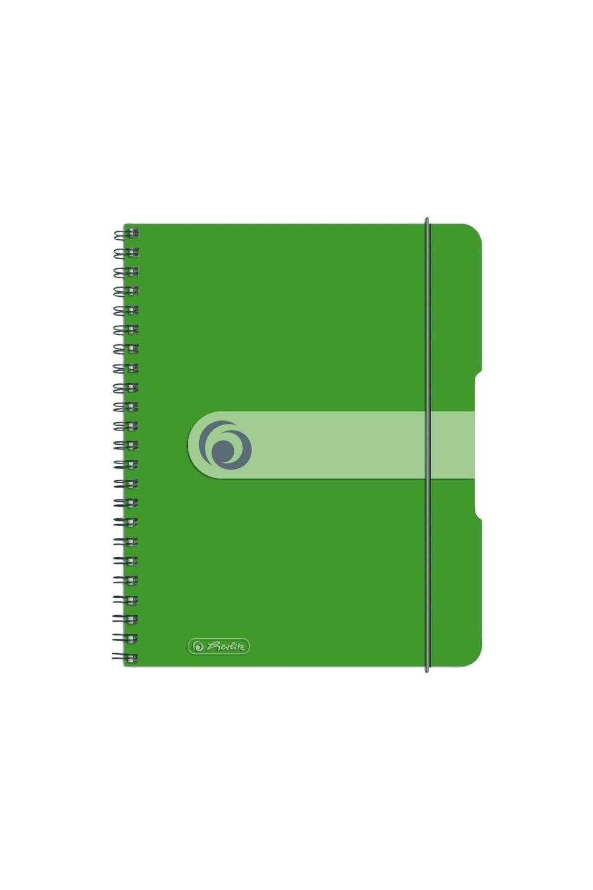 Herlitz-Caiet spiralat EOTG A5, culoare verde, material PP, 80 de coli, format grilă, bandă elastică 1