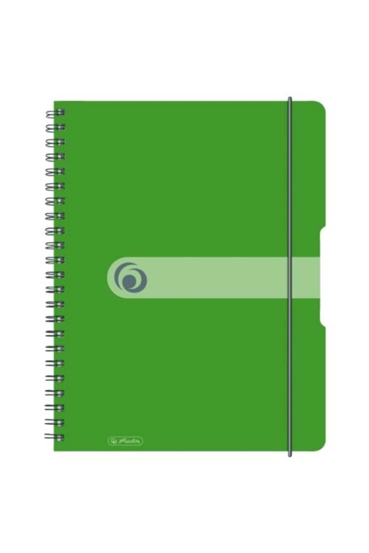 Herlitz-Caiet spiralat EOTG A4, culoare verde, material PP, 80 de coli, format grilă, bandă elastică 1