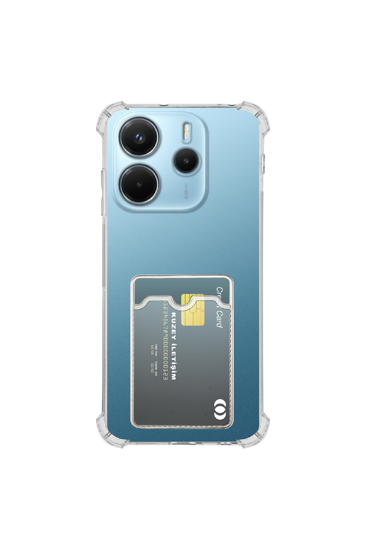 Xiaomi Redmi Note 14 4G Kapak ile Uyumlu Kartlıklı Darbe Emici Özellikli Şeffaf Silikon Kılıf