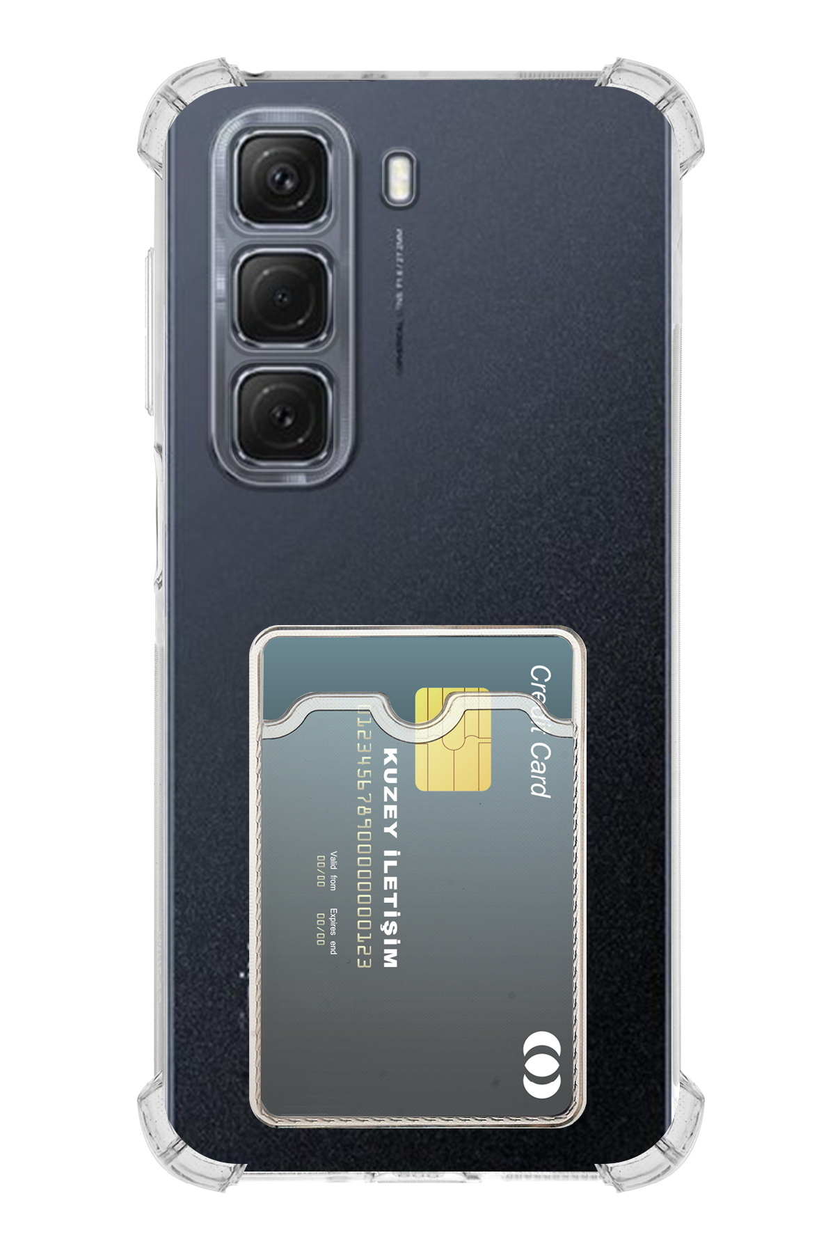 İnfinix Hot 50 Kapak ile Uyumlu Kamera Korumalı Kartlıklı Darbe Emici Özellikli Şeffaf Silikon Kılıf