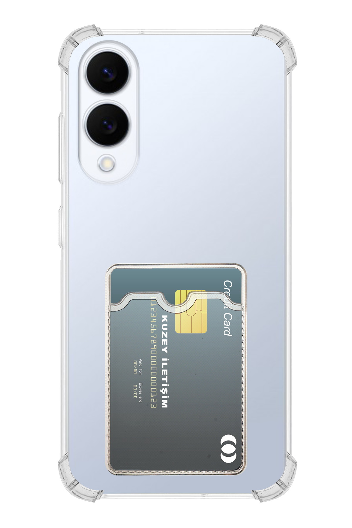 Samsung S25 Edge Kapak ile Uyumlu Kartlıklı Darbe Emici Özellikli Şeffaf Silikon Kılıf