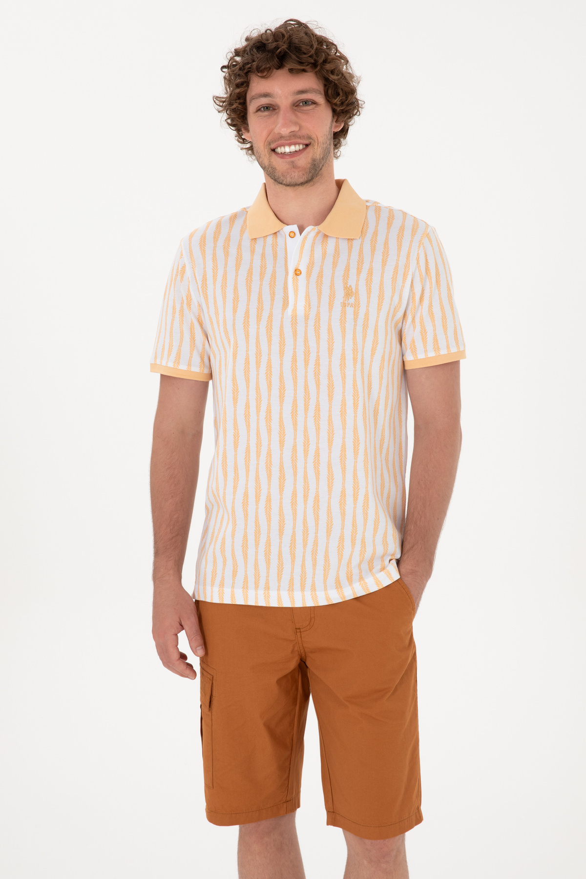 پولو شرت مردانه طرح معمولی، نارنجی برند یو اس پولو کد:(50299634-VR202) U.S. Polo Assn.