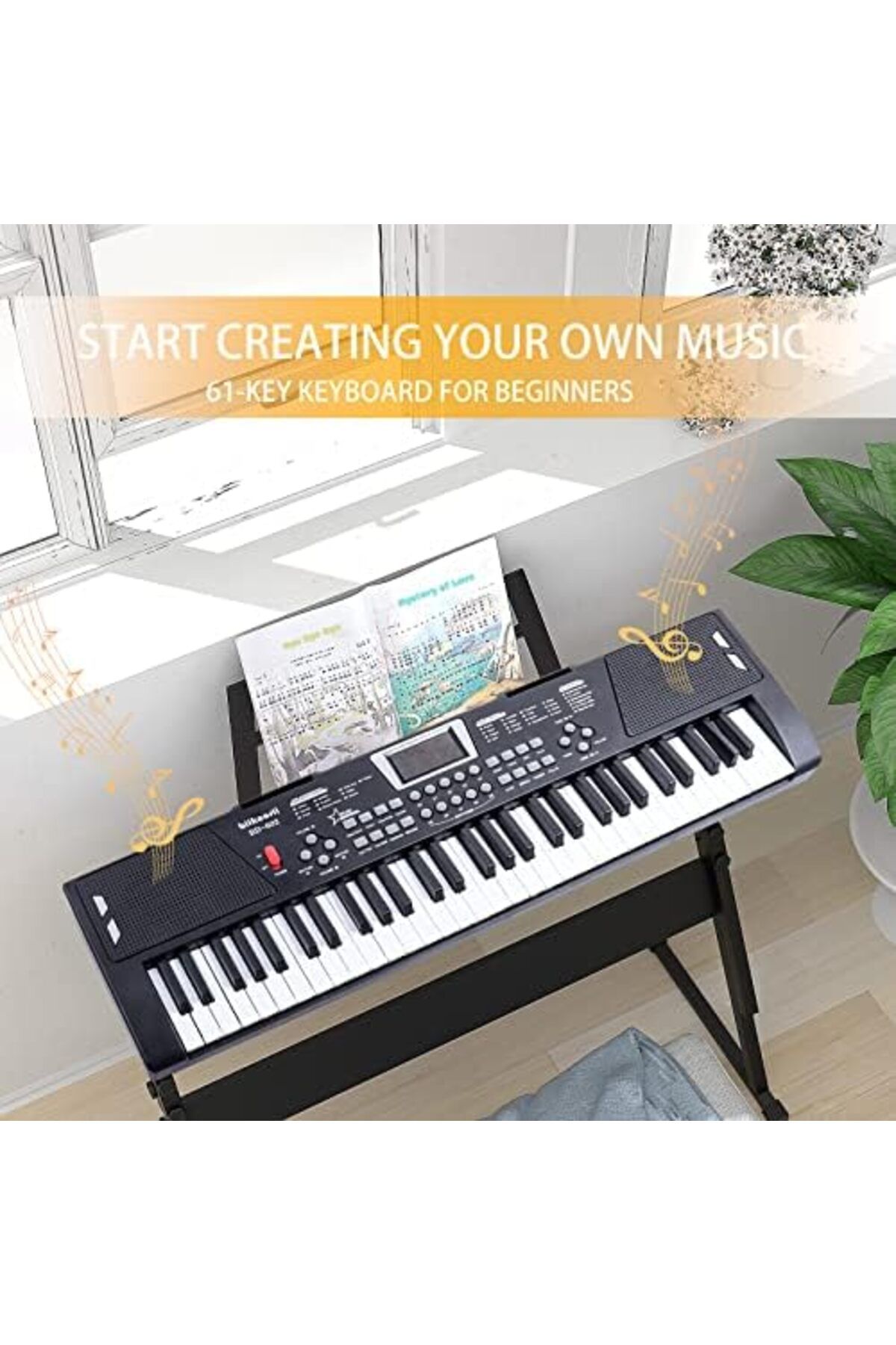 N2Y-UIOTYO 61 Keys Piano Keyboard, Keyboard Piano for Beginners, Portable Piano Keyboard with Built-in D 4