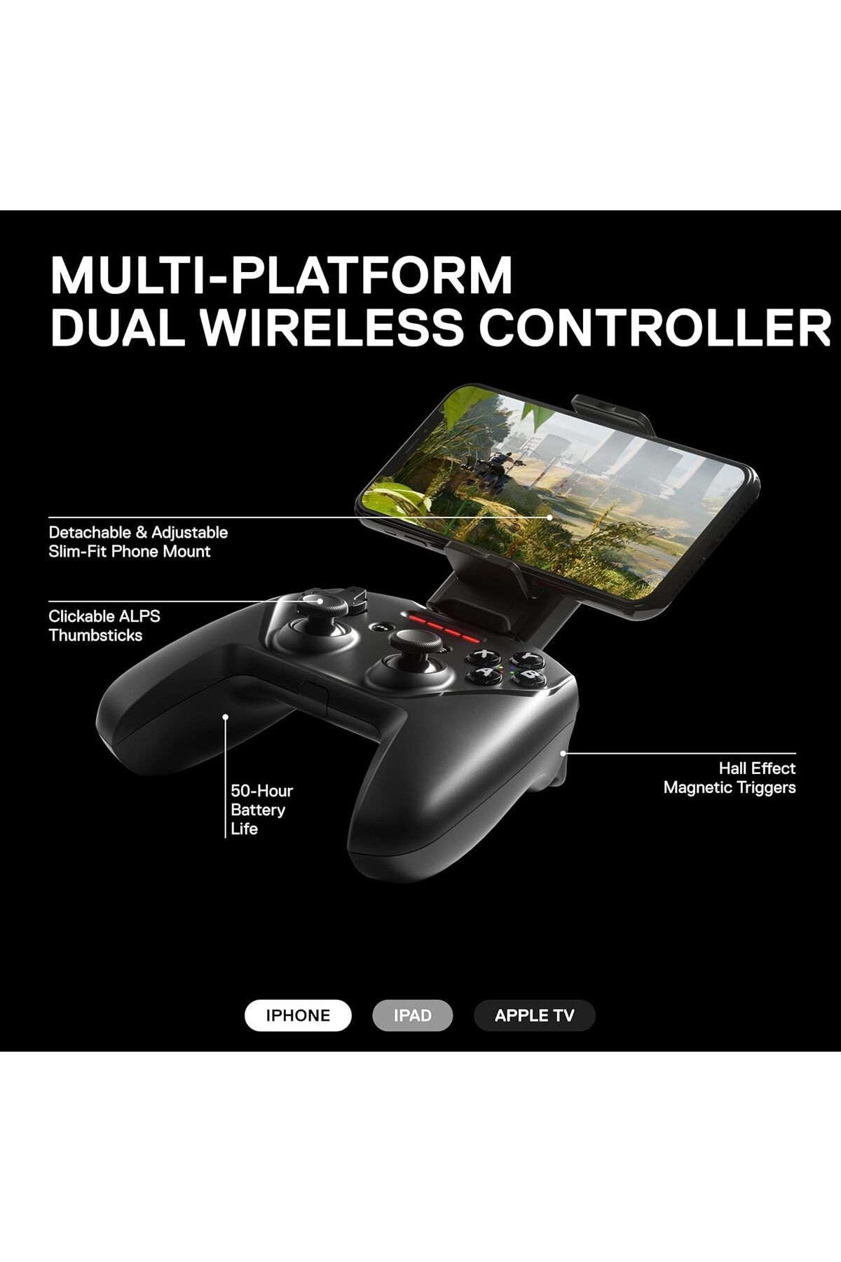 SteelSeries-وحدة تحكم ألعاب Nimbus+ المحمولة بتقنية البلوتوث مع حامل iPhone 4