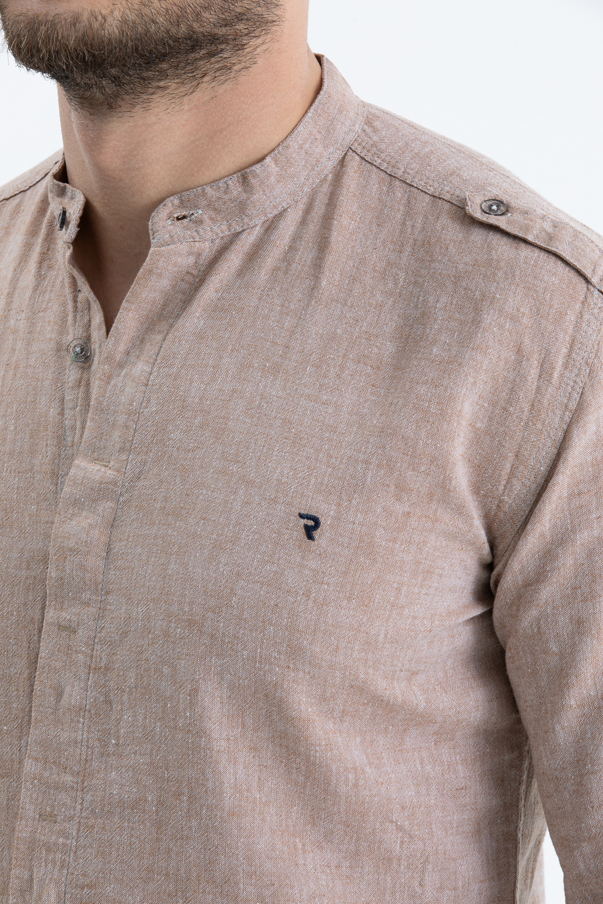 Klothy  Erkek Hakim Yaka Keten Gömlek 2514 - Görsel 2
