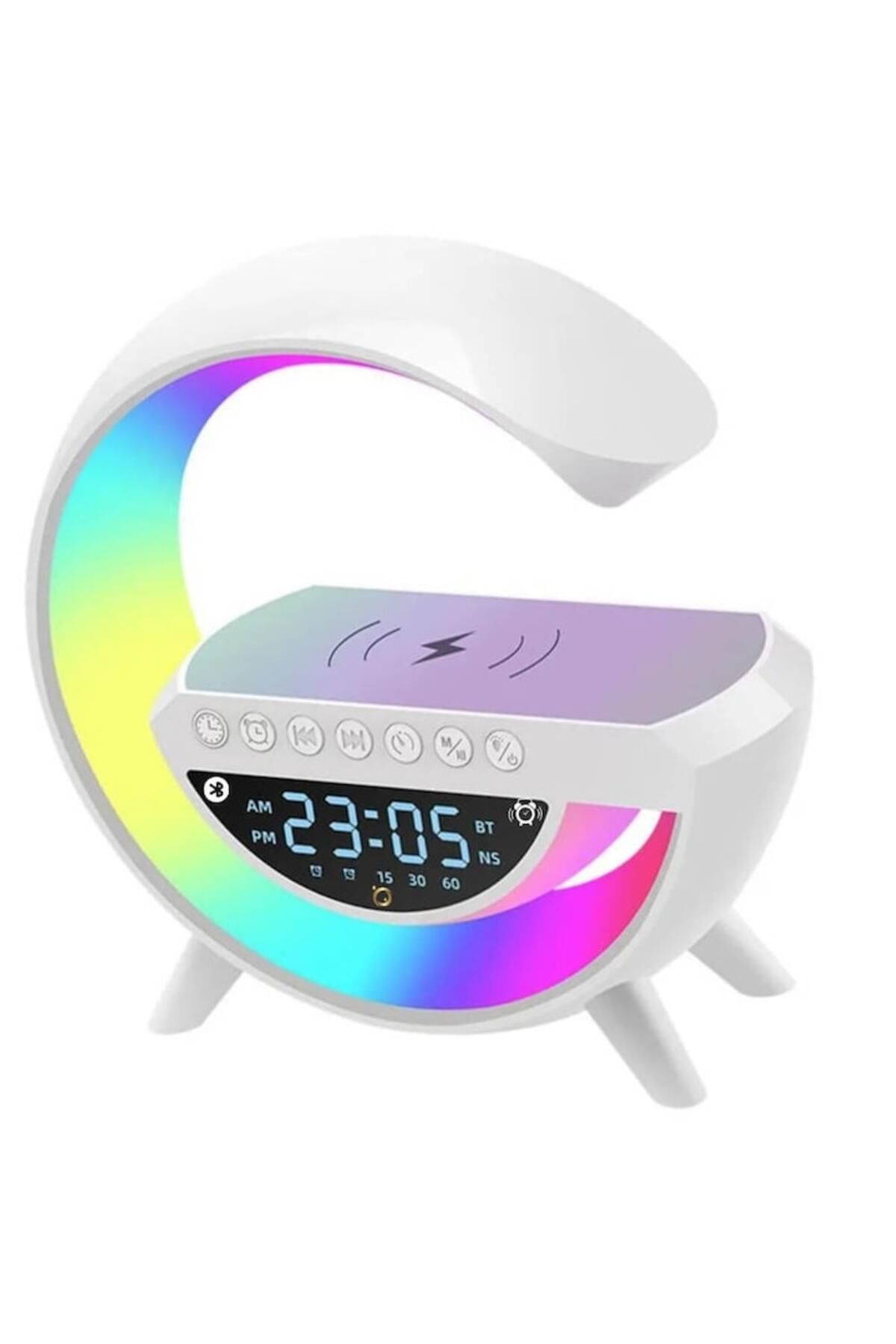 StartONTeam-LED Lamp with Clock and Alarm, Colorful Lights, Bluetooth Speaker and Wireless Charger 3