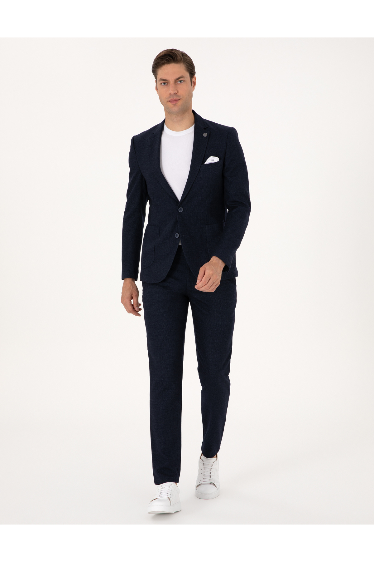 پیر کاردین سابق آبی نیروی دریایی Slim Fit Wool Blend Suit 50311261-VR033