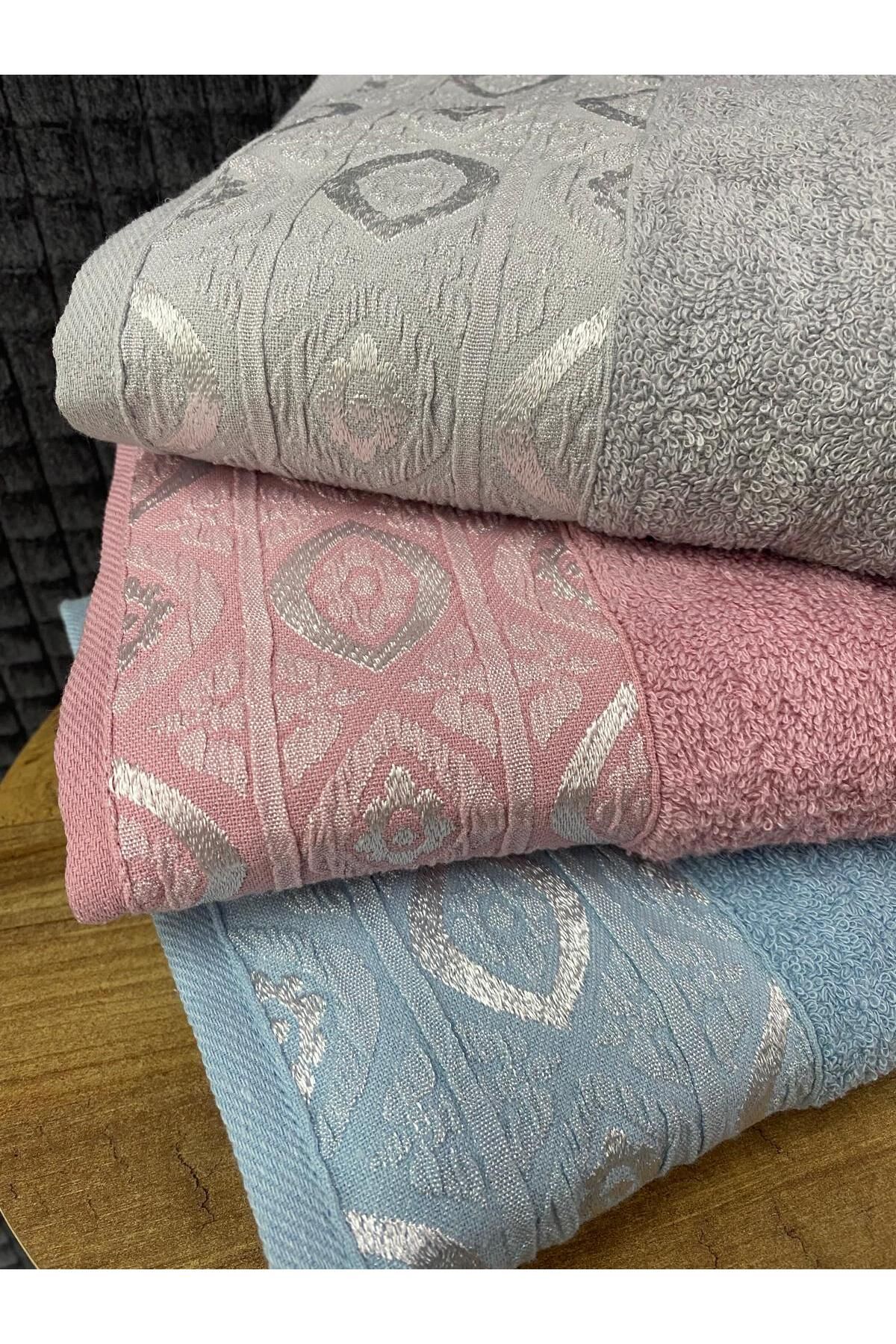 Bonny Home-Eye Pattern 3-Piece Bath Towel Set – 3 Pieces 100X150 Cm, 100% Cotton, Soft Textured, Patterned Towels 5