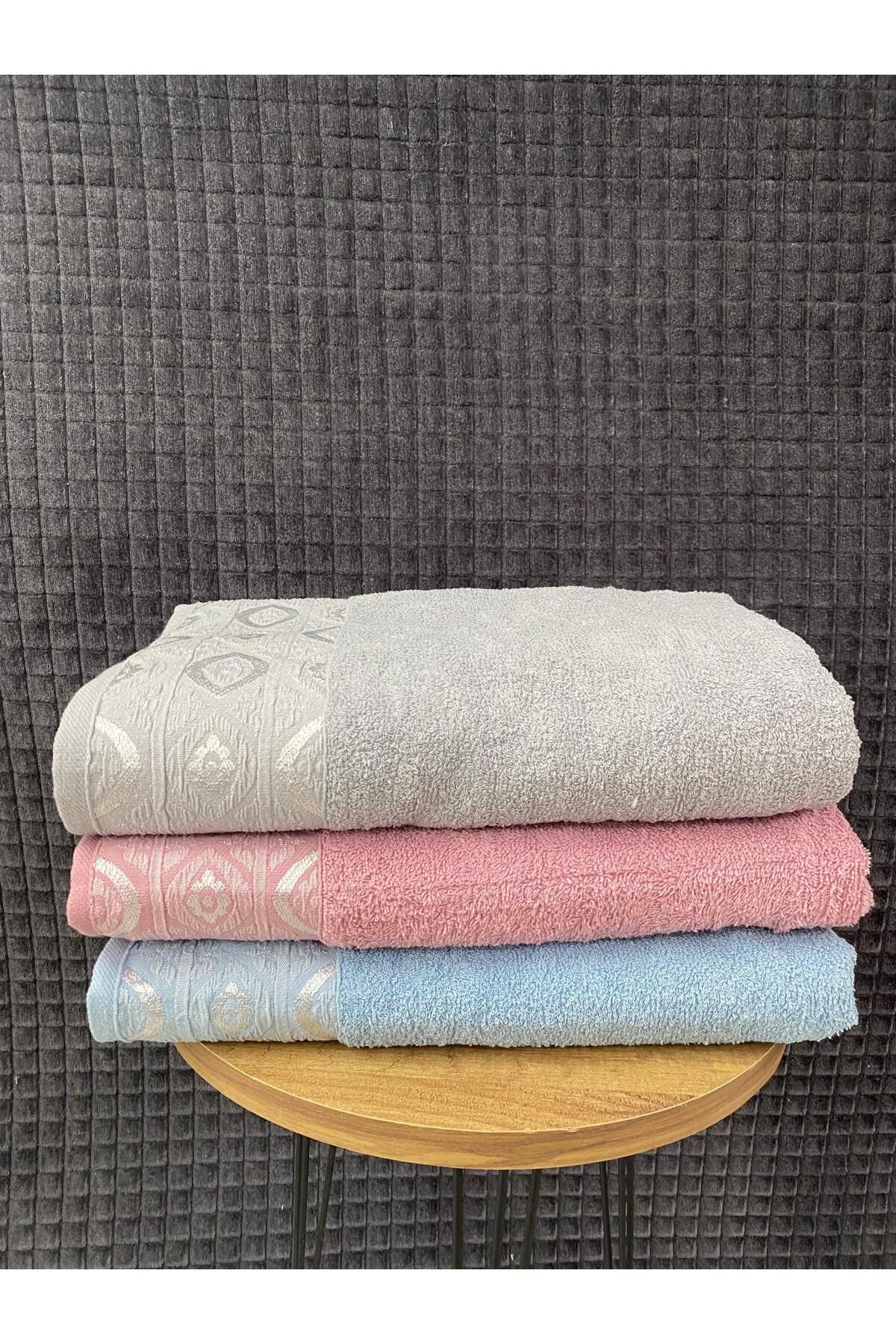 Bonny Home-Eye Pattern 3-Piece Bath Towel Set – 3 Pieces 100X150 Cm, 100% Cotton, Soft Textured, Patterned Towels 4