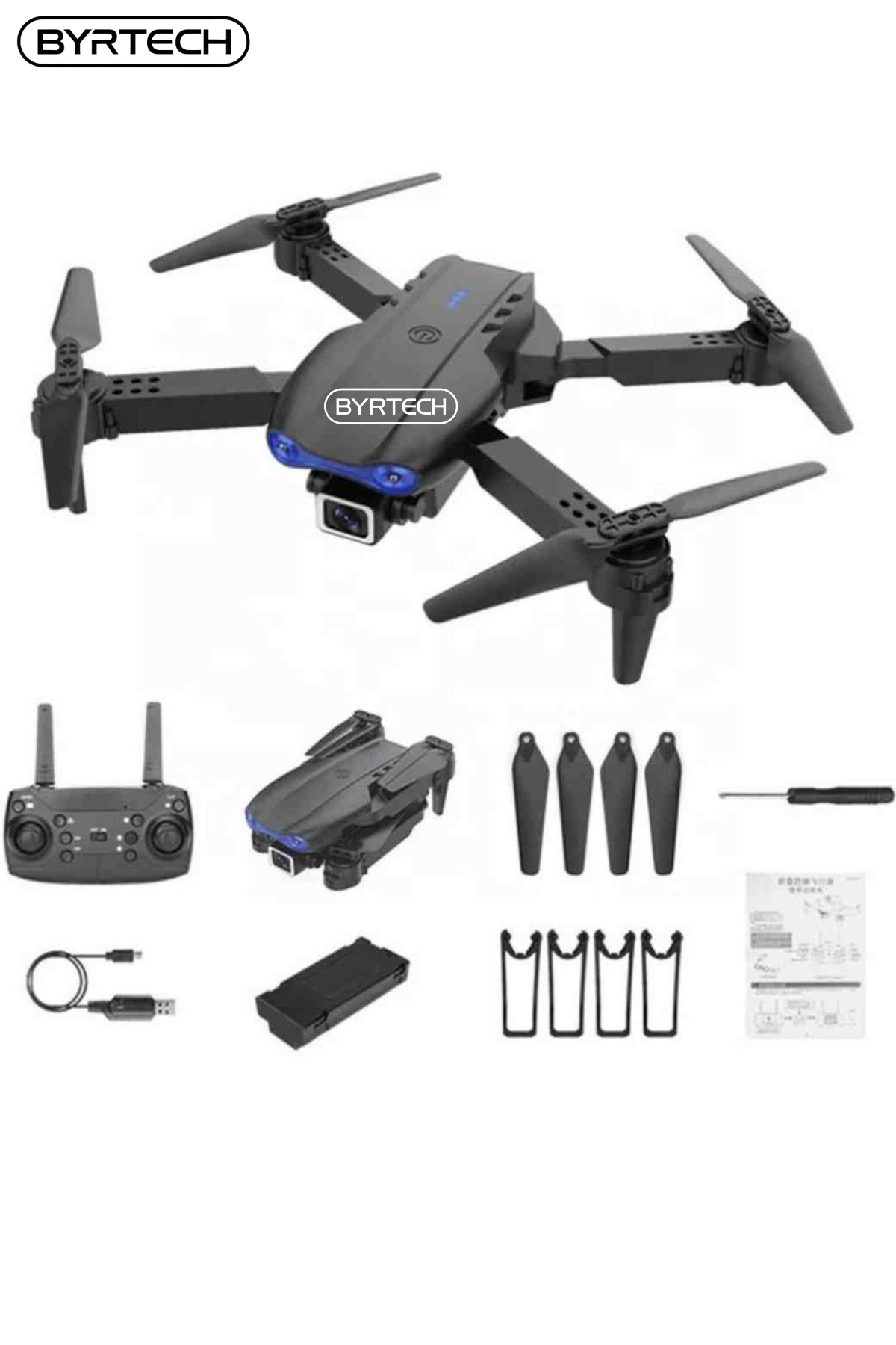 BYRTECH C5 Katlanabilir Drone – HD Kameralı, Sensörlü Güvenli Uçuş