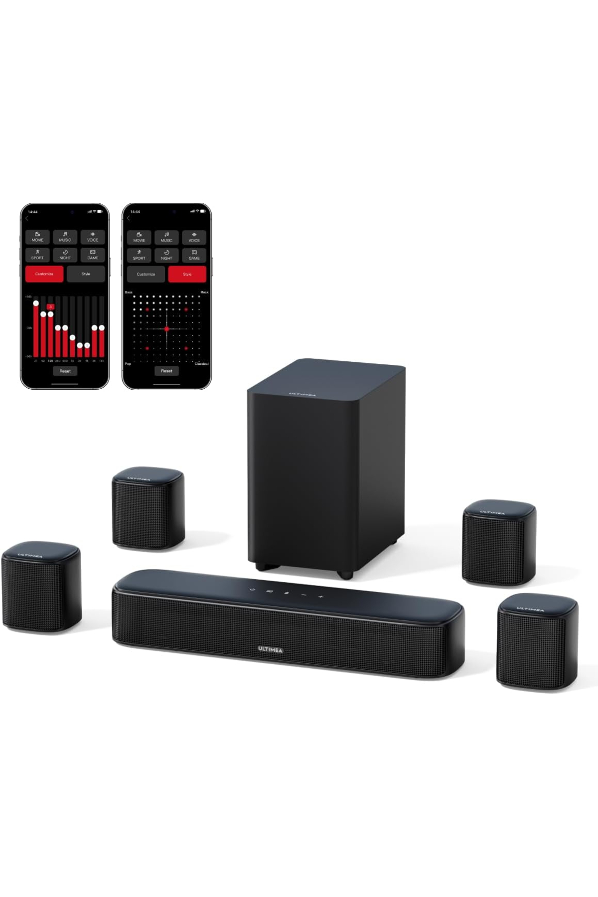 UltimeA Aura A40 サラウンドシステムスピーカー ULTIMEA Aura A40 7.1 Kanal Soundbar4 Subwoofer Uygulama Kontrollü