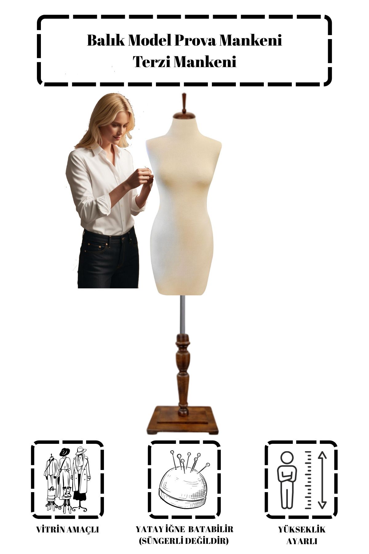Manken İstanbul-Fish Model Tailor Mannequin Proofing Mannequin (Horizontal Needle Can Be Submerged Only) Kym 1