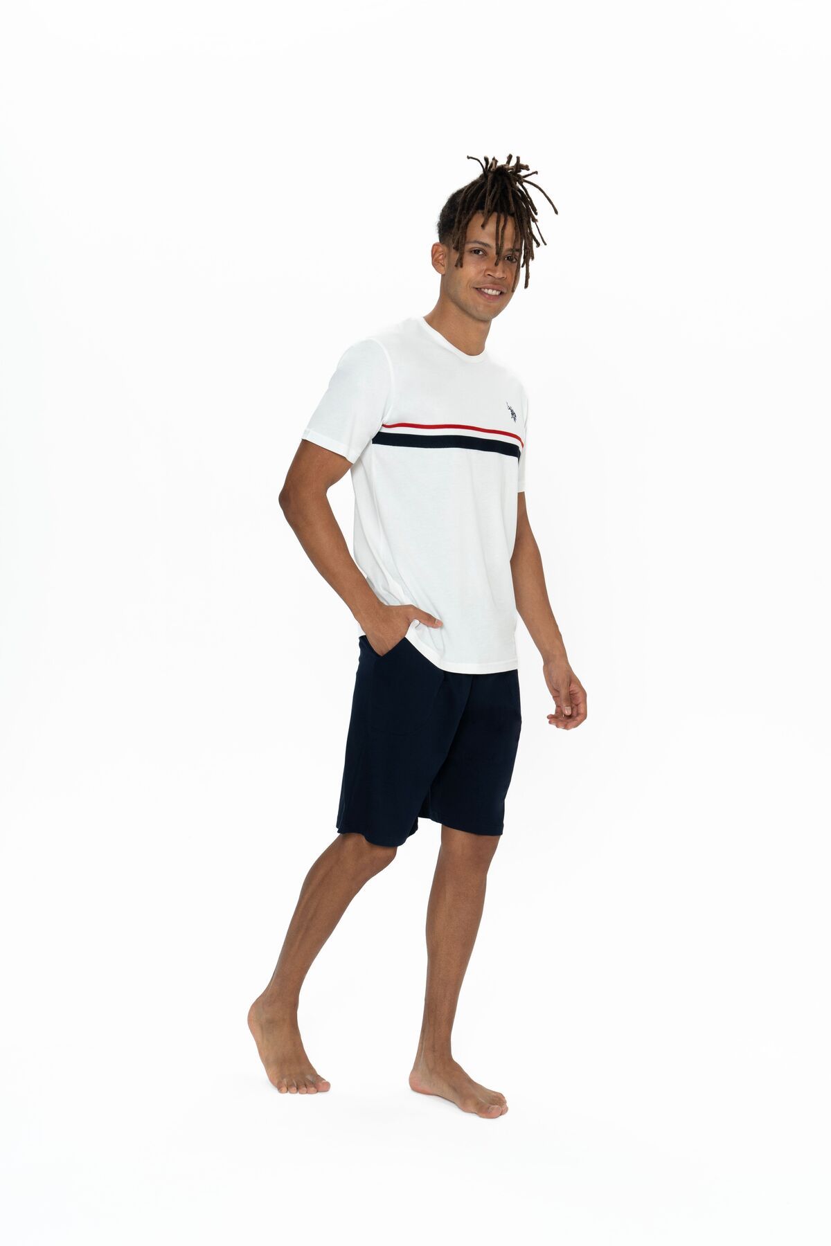 U.S. Polo Assn.-U.S. Polo Assn. Men's Summer Pajama Set with Shorts Ecru - Ecru - Bnlly18Y86D9Pii-Ek 3