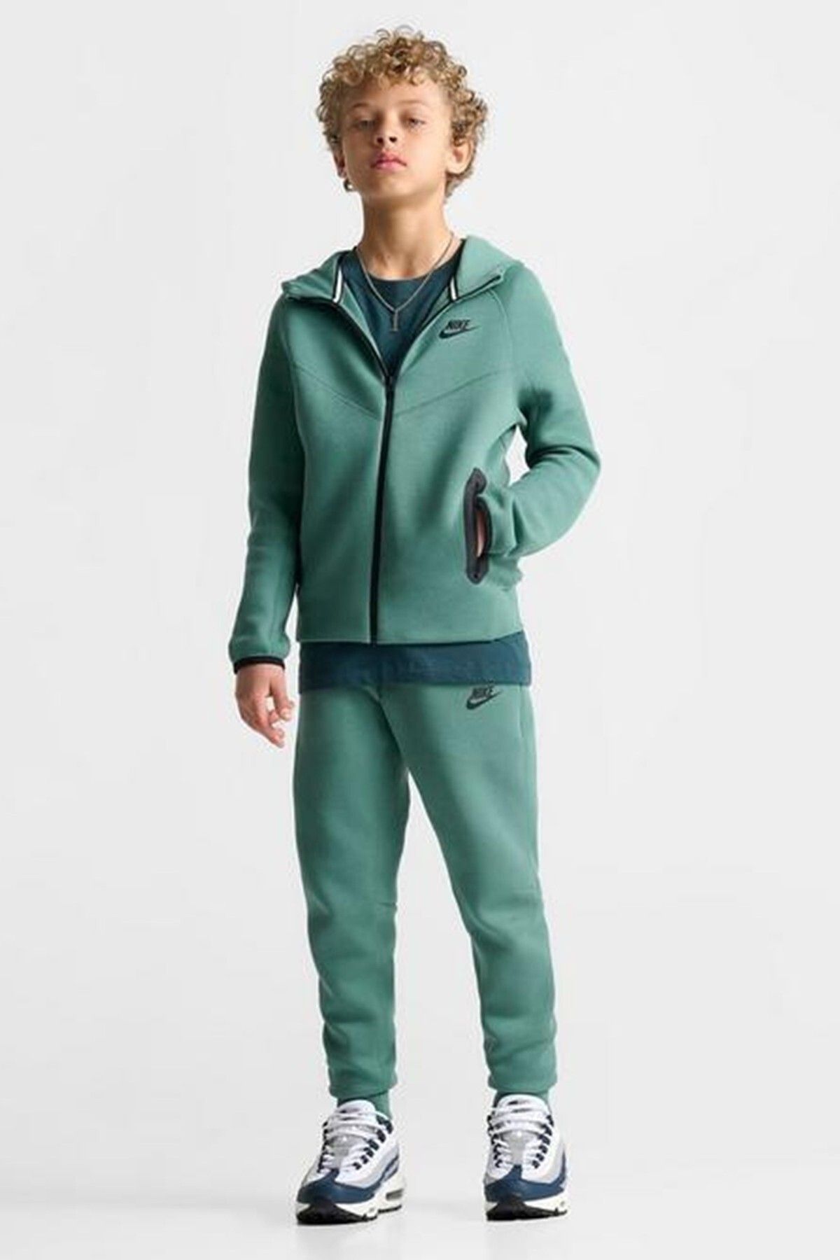 Nike-Costum de trening Tech Fleece Albastru pentru copii unisex Set Eșarfă Verde 1