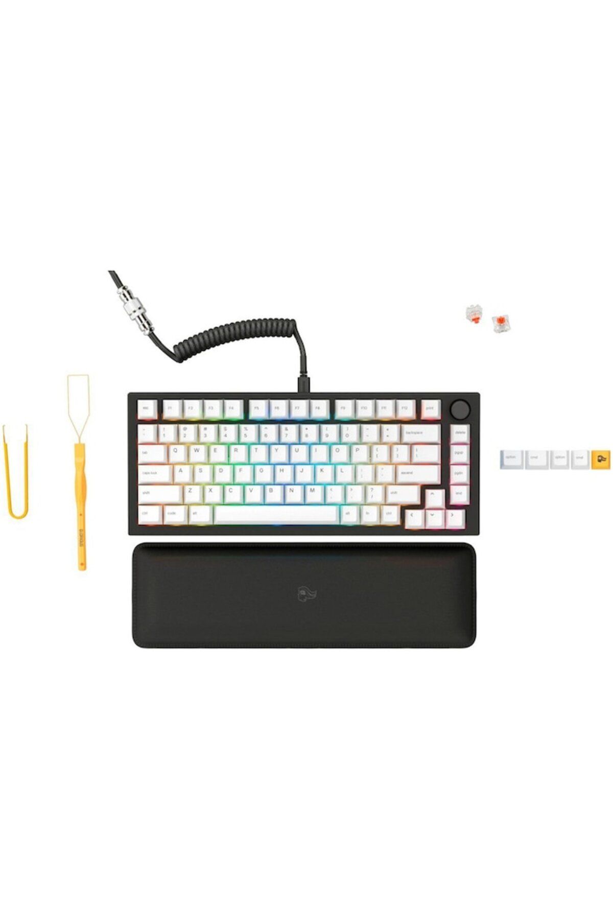 Glorious-Mechanical Keyboard GMMK PRO 75% Pre-built, USB-C, Fox Linear Switch, Layout US, Black/Whit 3