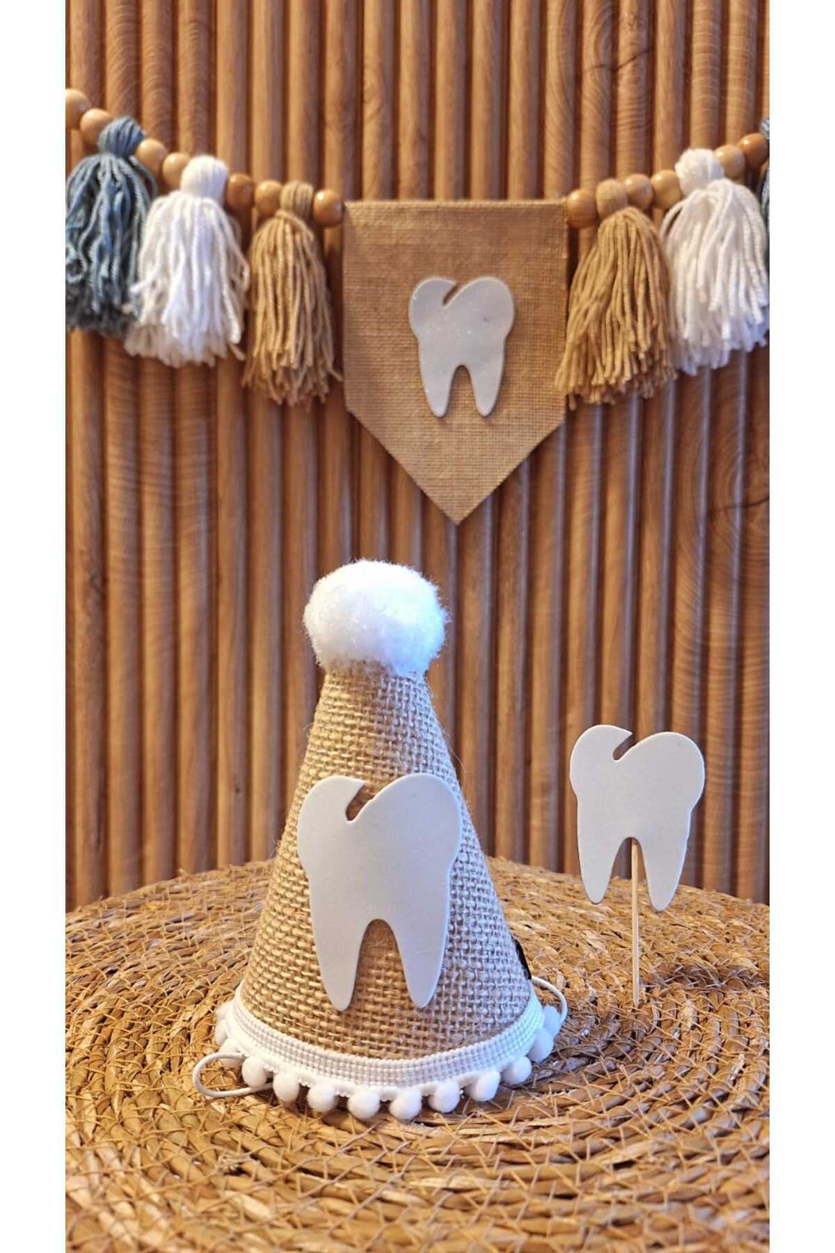 asöy-My Tooth Came Out Hat Καρεκλάκι Τοίχου Σημαιάκι Blue Tooth Party Σετ 3 Σημαιάκι My First Tooth Came Out 2