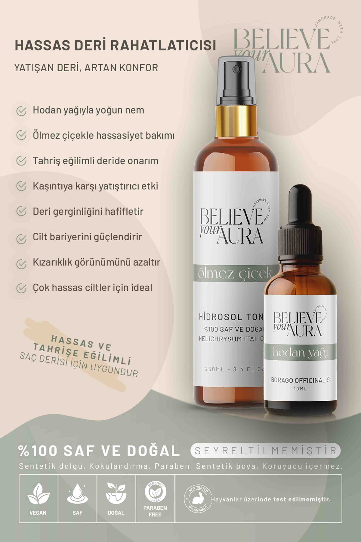 هیدروسول روغن گل گاوزبان و گل جاودان - ست مراقبت از مو و پوست طبیعی مغذی، تسکین‌دهنده و ترمیم‌کننده — SACHDNOLM-2 — تصویر 2 از 5