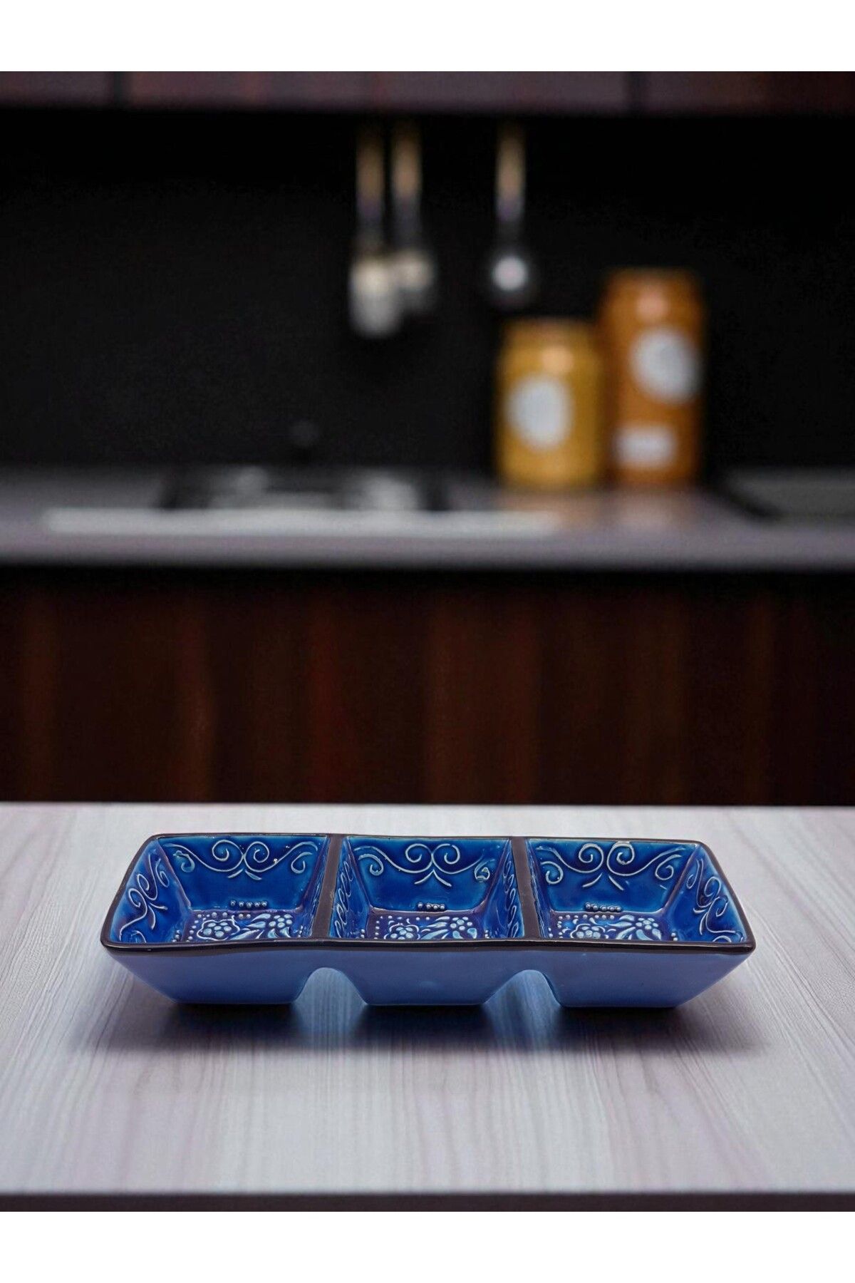 sharp&art-Hand-Processed Ceramic Breakfast Bowl, Biscuit Bowl, Sauce Bowl, 3 Compartments, for Practical Use... 4