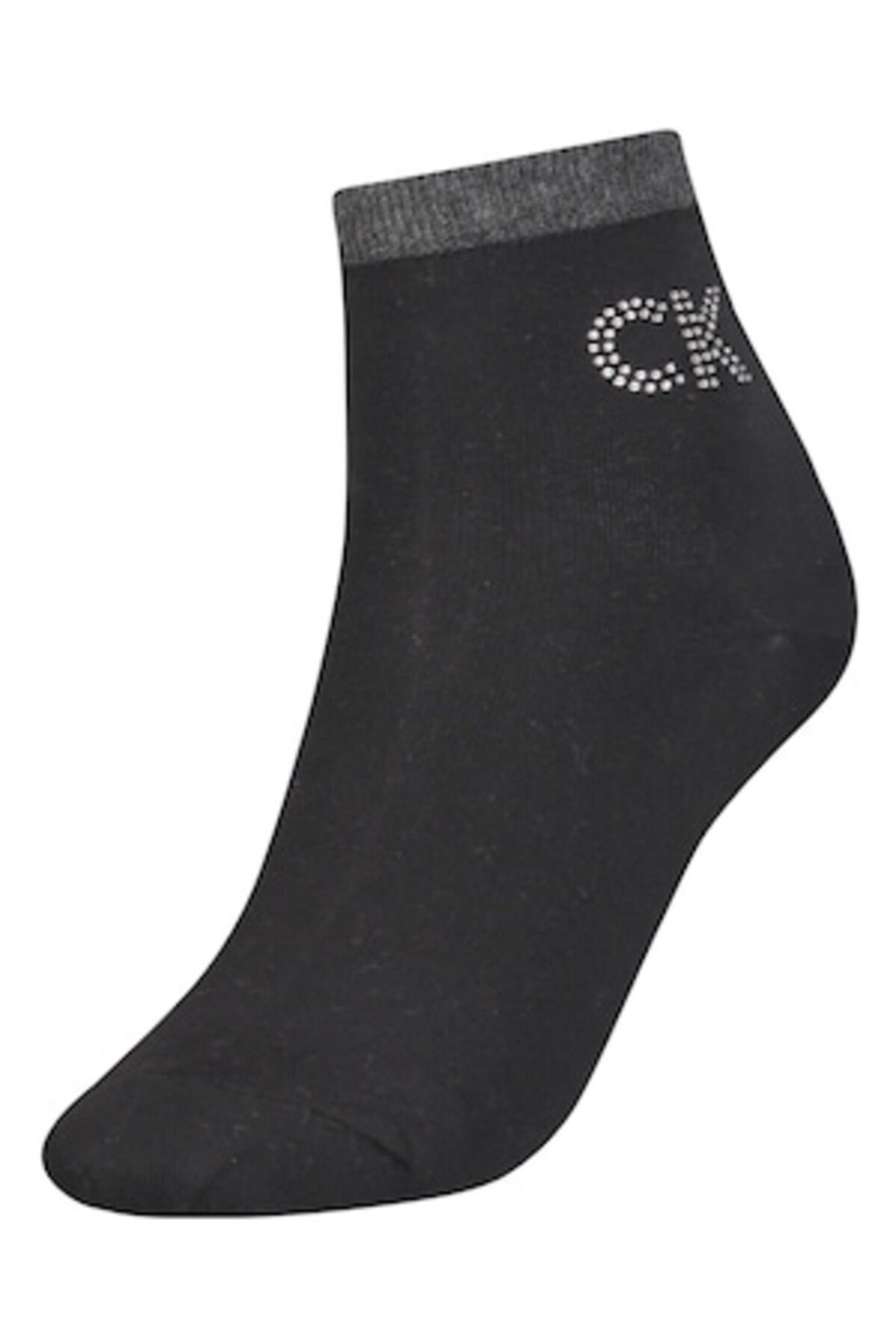 Calvin Klein-, Short Socks with Rhinestone Applications - 1 Pair, Black, One Size 1